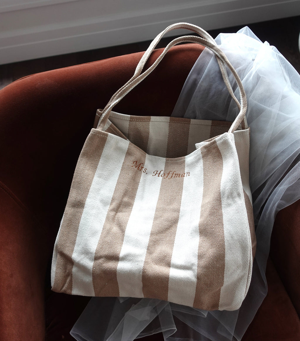 Embroidered Tote Bags, Striped Bag
