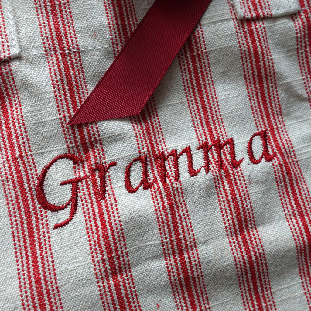 Personalised Striped Mini Tote, Country Vintage Style