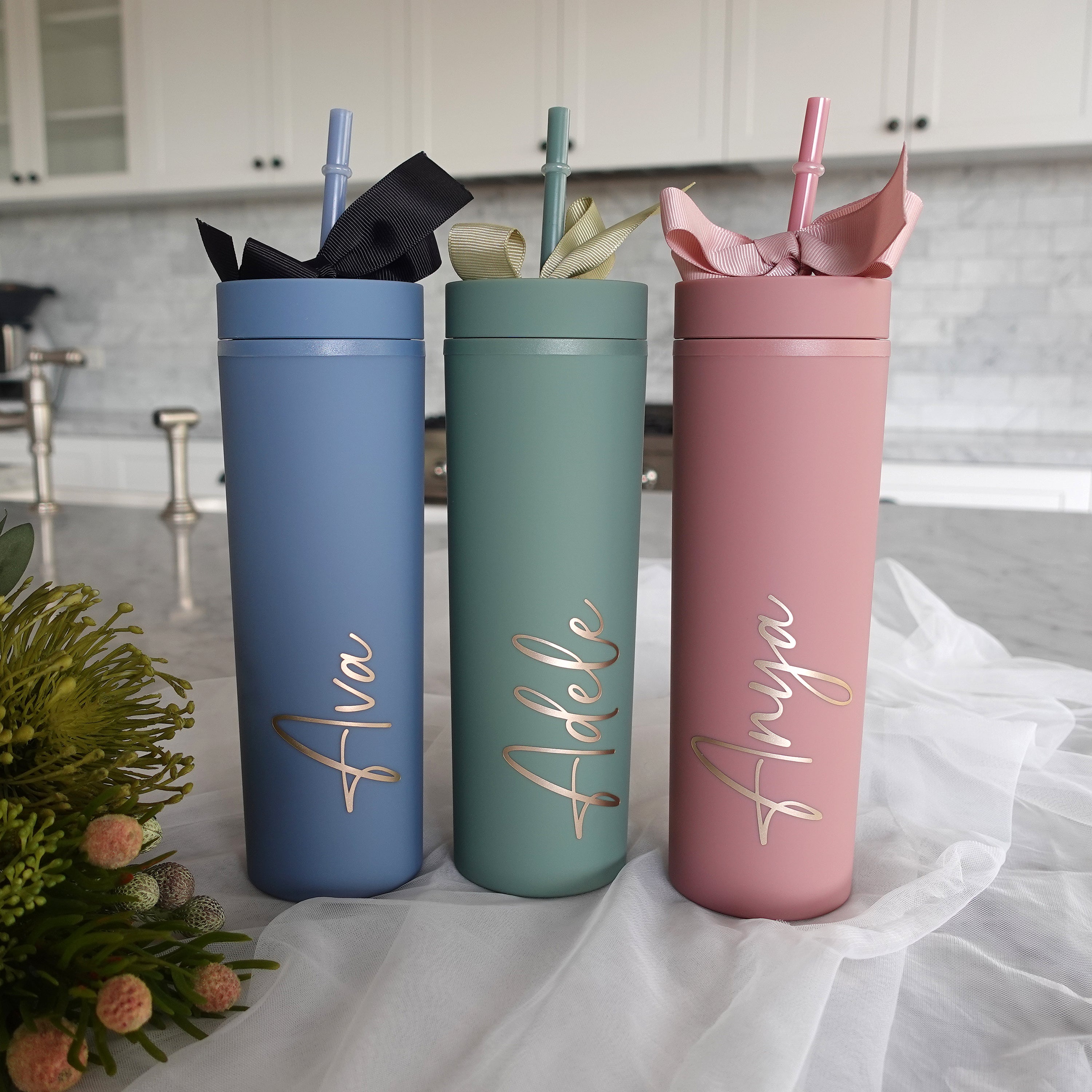 BeLettered. Personalised Skinny Tumbler with Straw