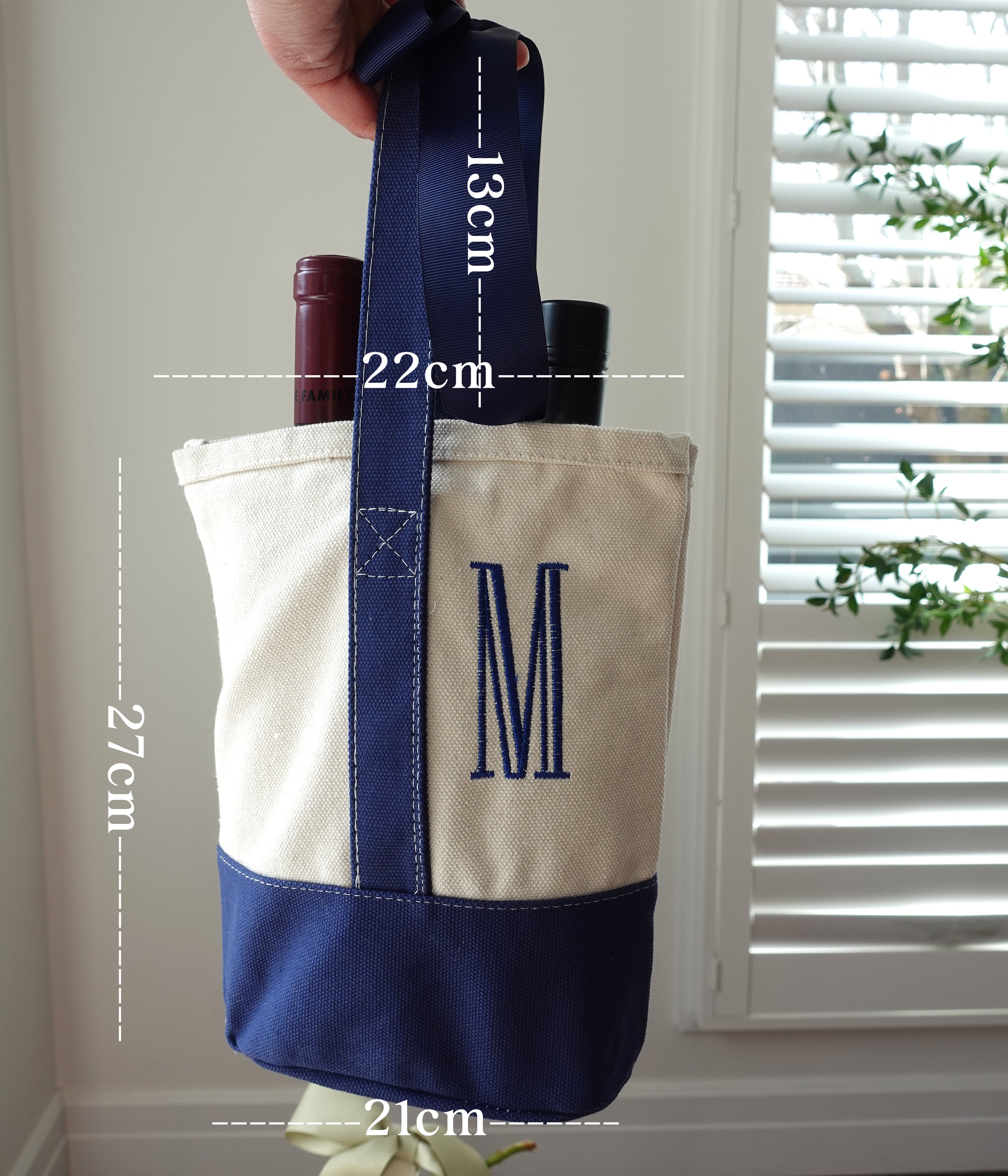 Custom Monogram Canvas Wine Tote
