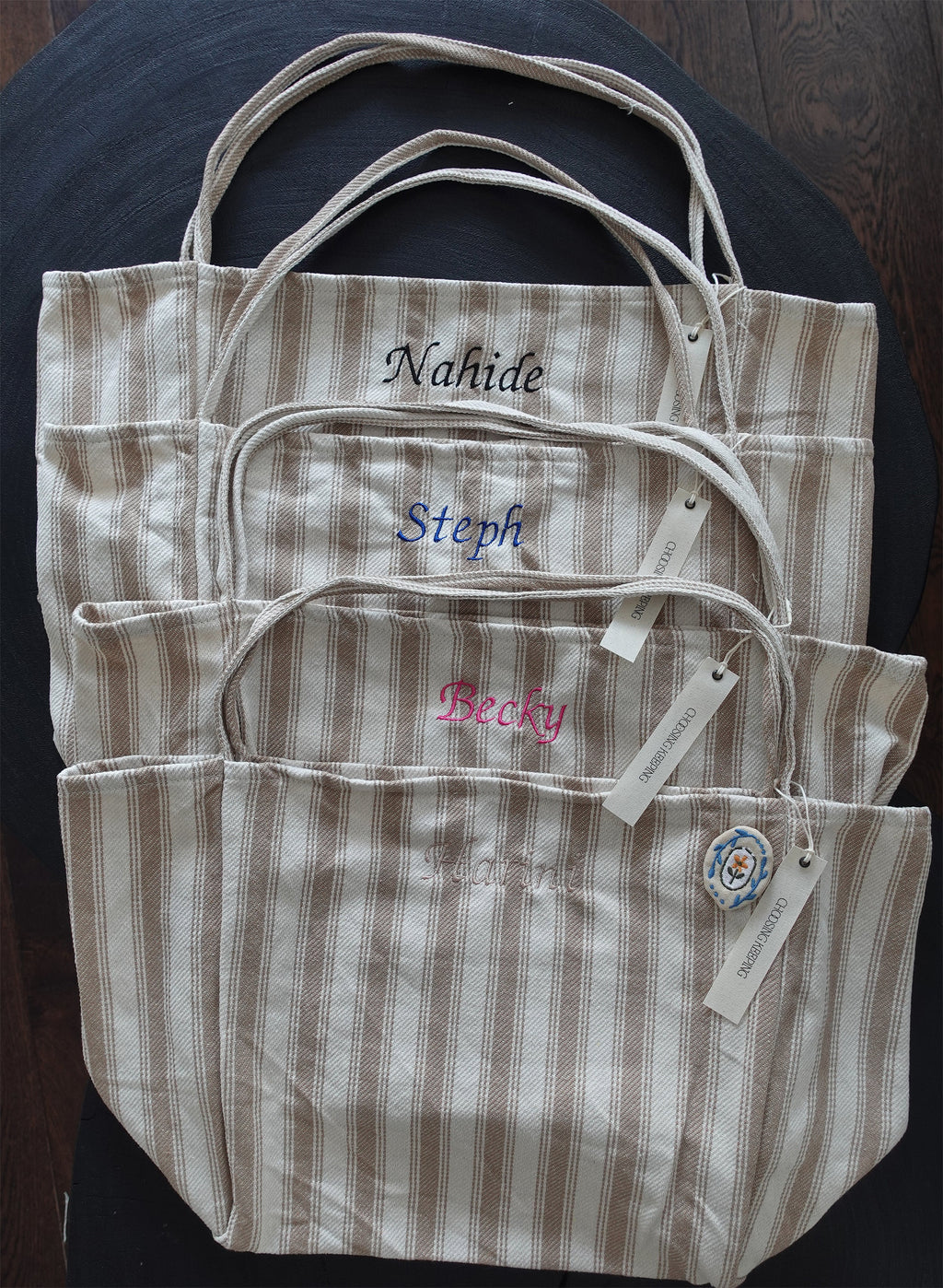 BeLettered. Personalized Striped Tote Bag