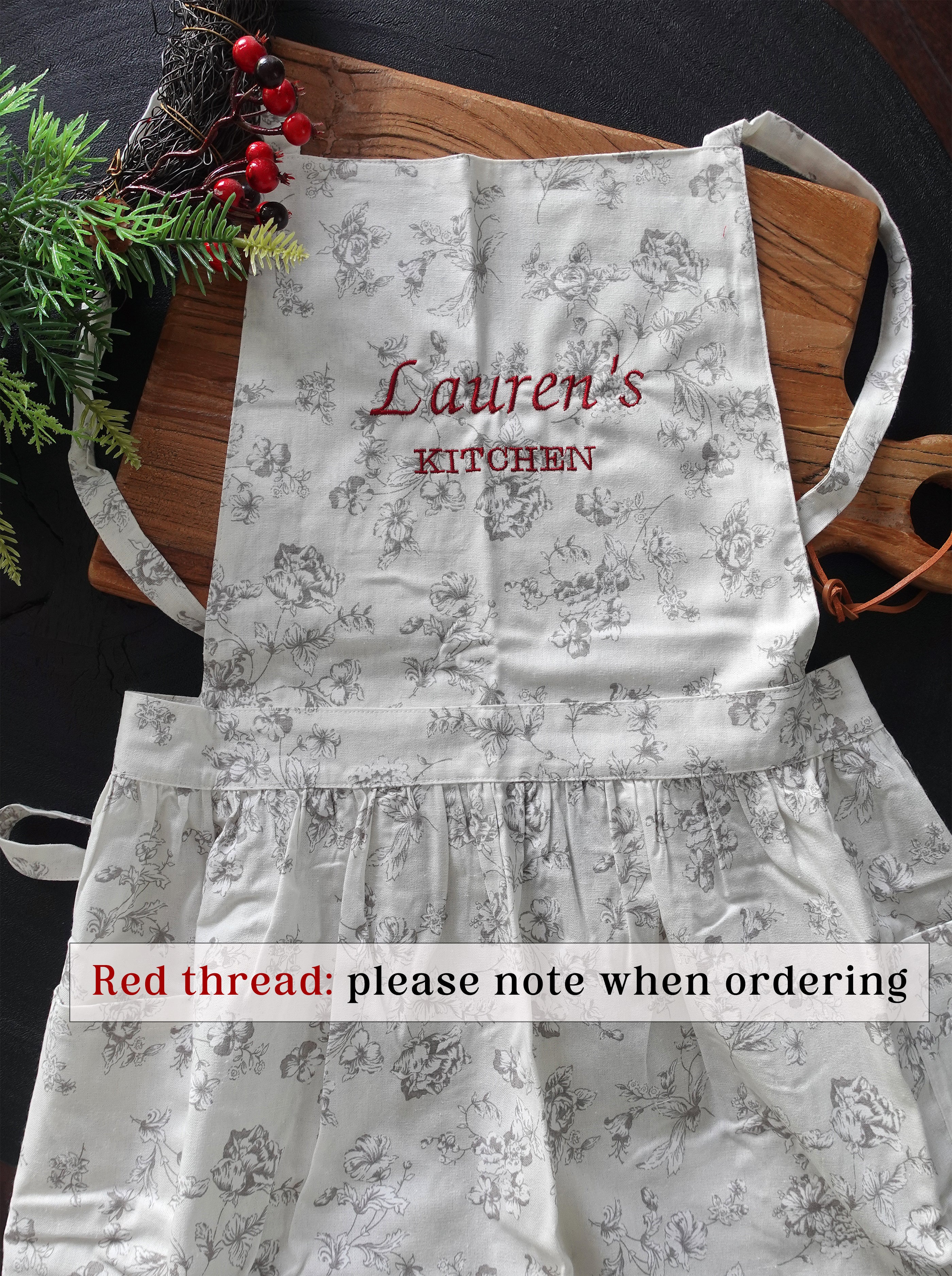 BeLettered.  Personalized Embroidered Floral Apron Dress