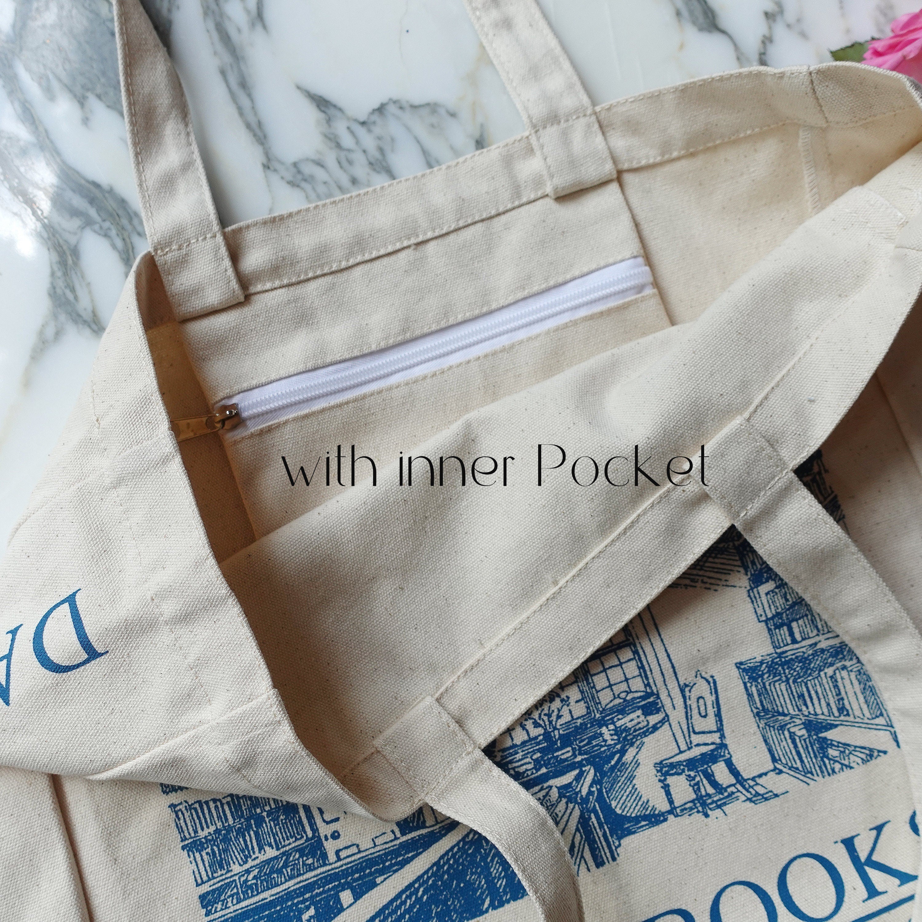 Books Canvas Tote Bag, Book Lover Library Bag
