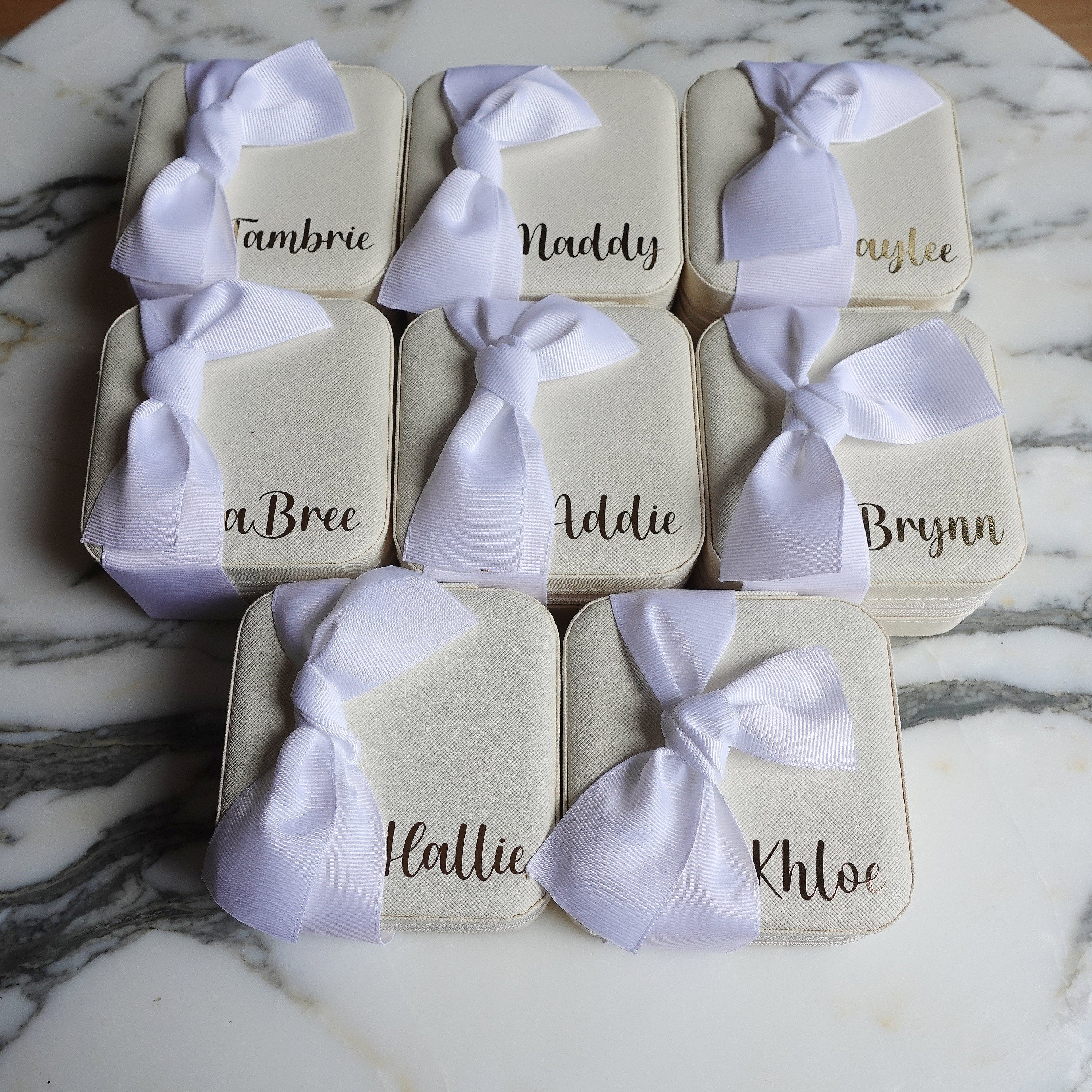 Personalized Jewelry Boxes, Initials with Bow
