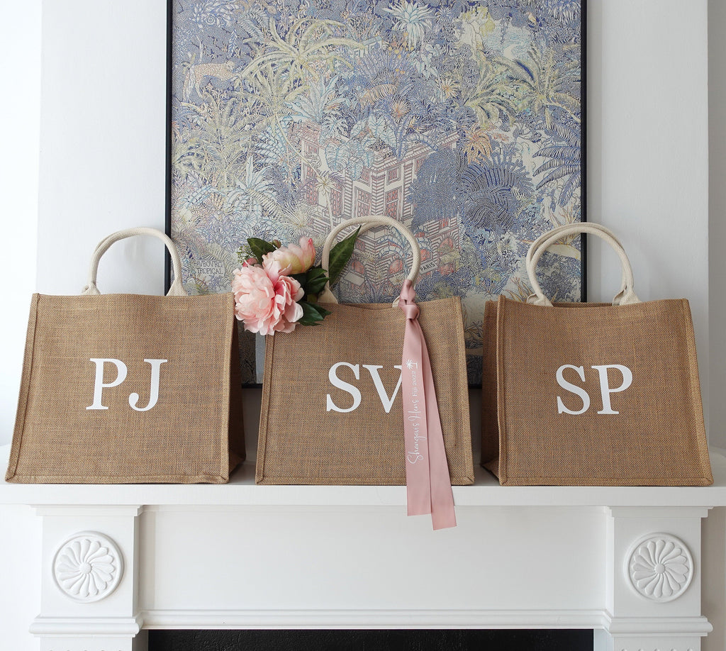 BeLettered. Personalised Monogram Jute Tote Bag, Logo Bag