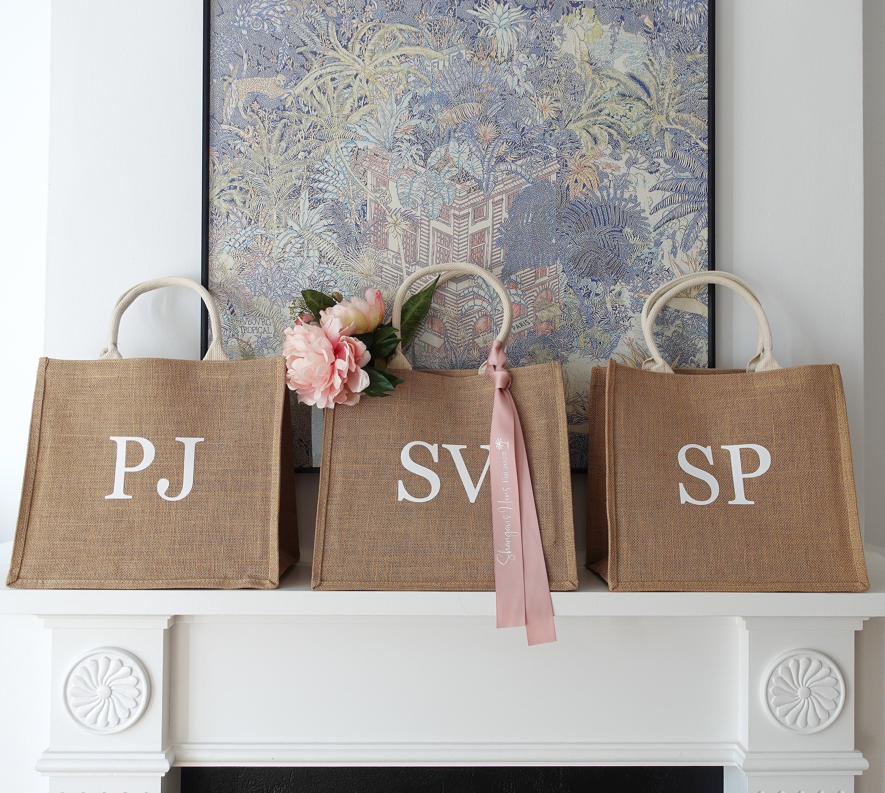 BeLettered. Personalised Monogram Jute Tote Bag, Logo Bag