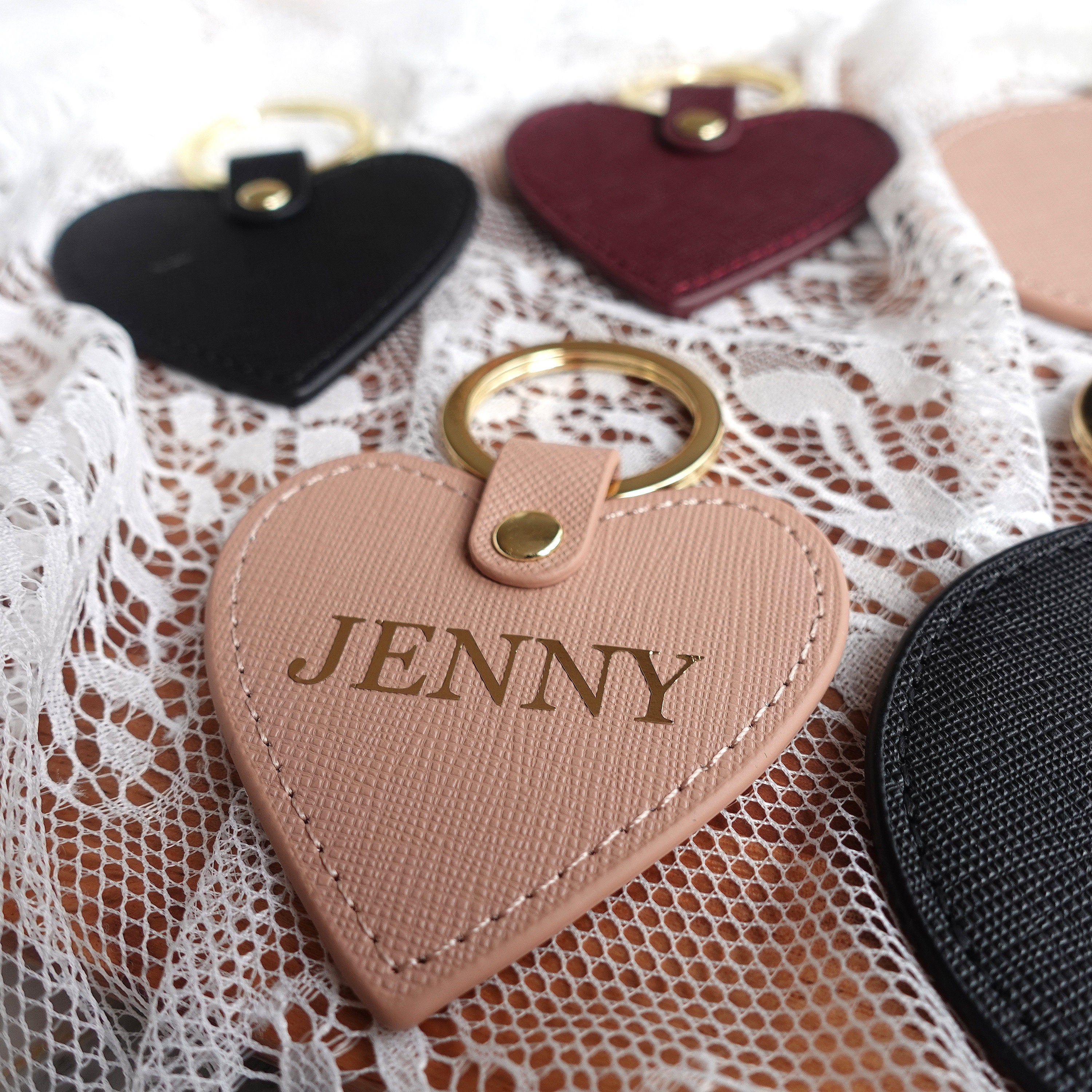 Personalised Monogrammed Keyring Saffiano Leather