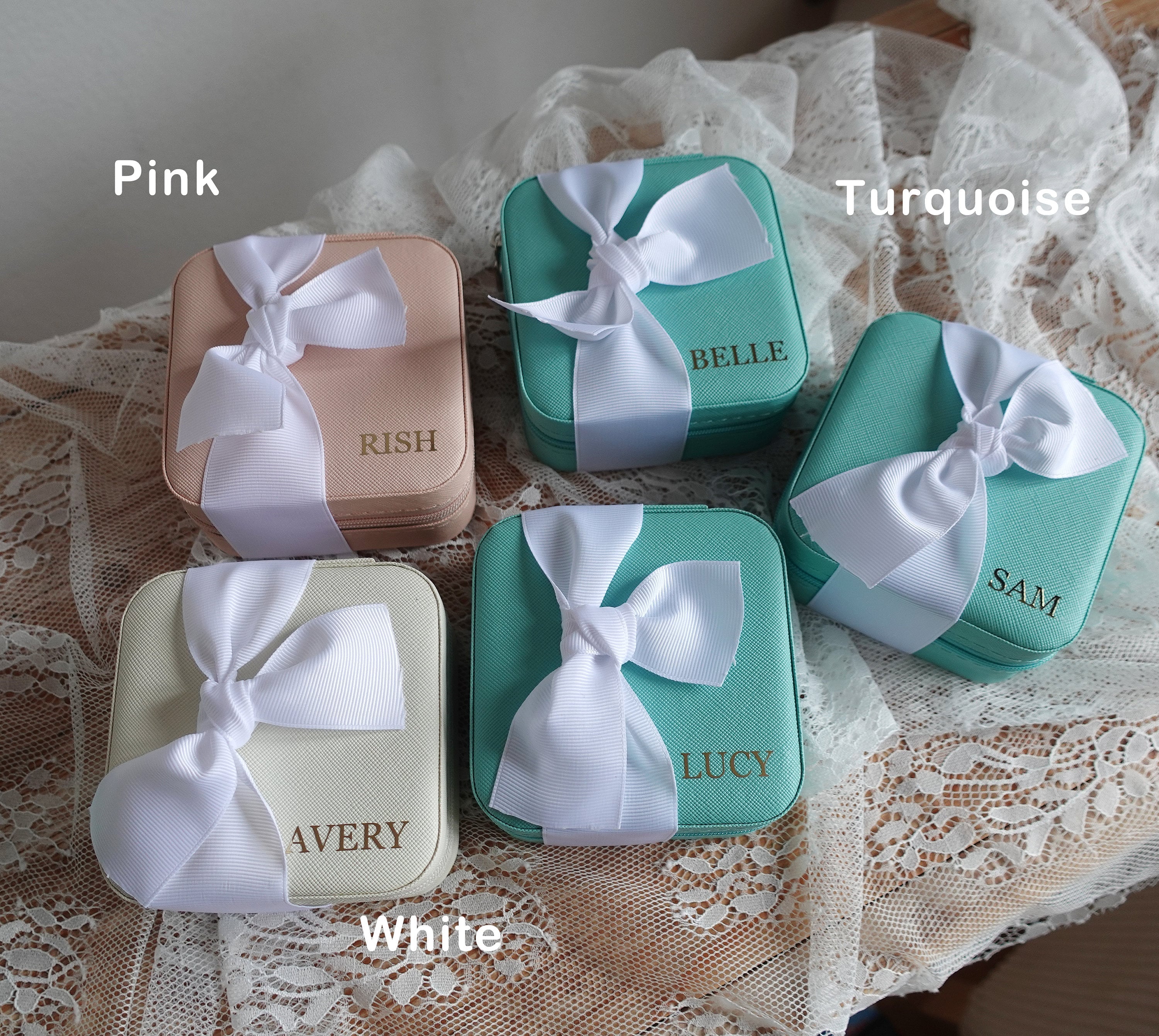 Personalized Jewelry Boxes with Ribbon