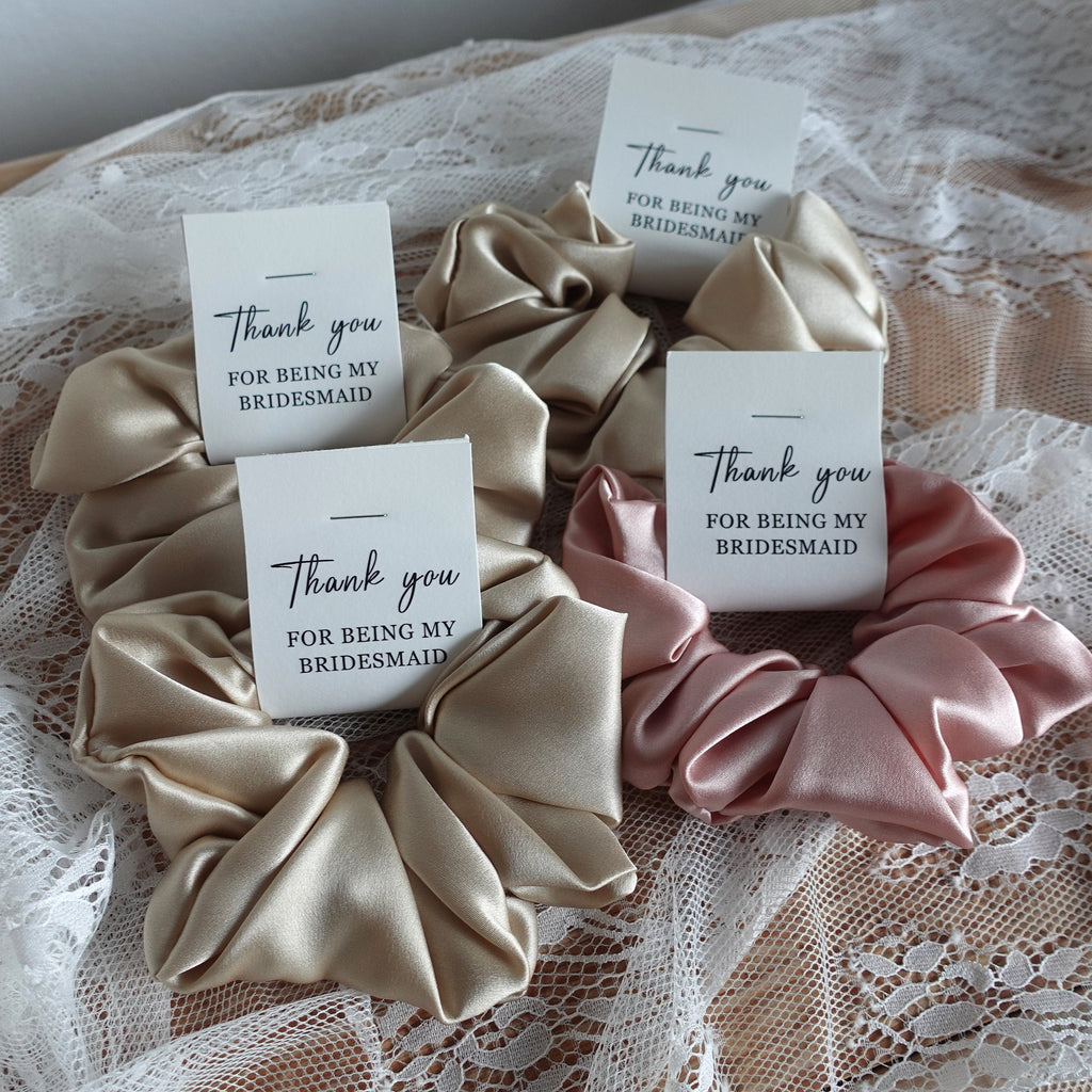 Silk Hair Skinny Scrunchie, 100% Mulberry Silk  Hair Scrunchies , Bridesmaid Gifts,  Bachelorette Party Gifts , Bridesmaid Proposal, Wedding