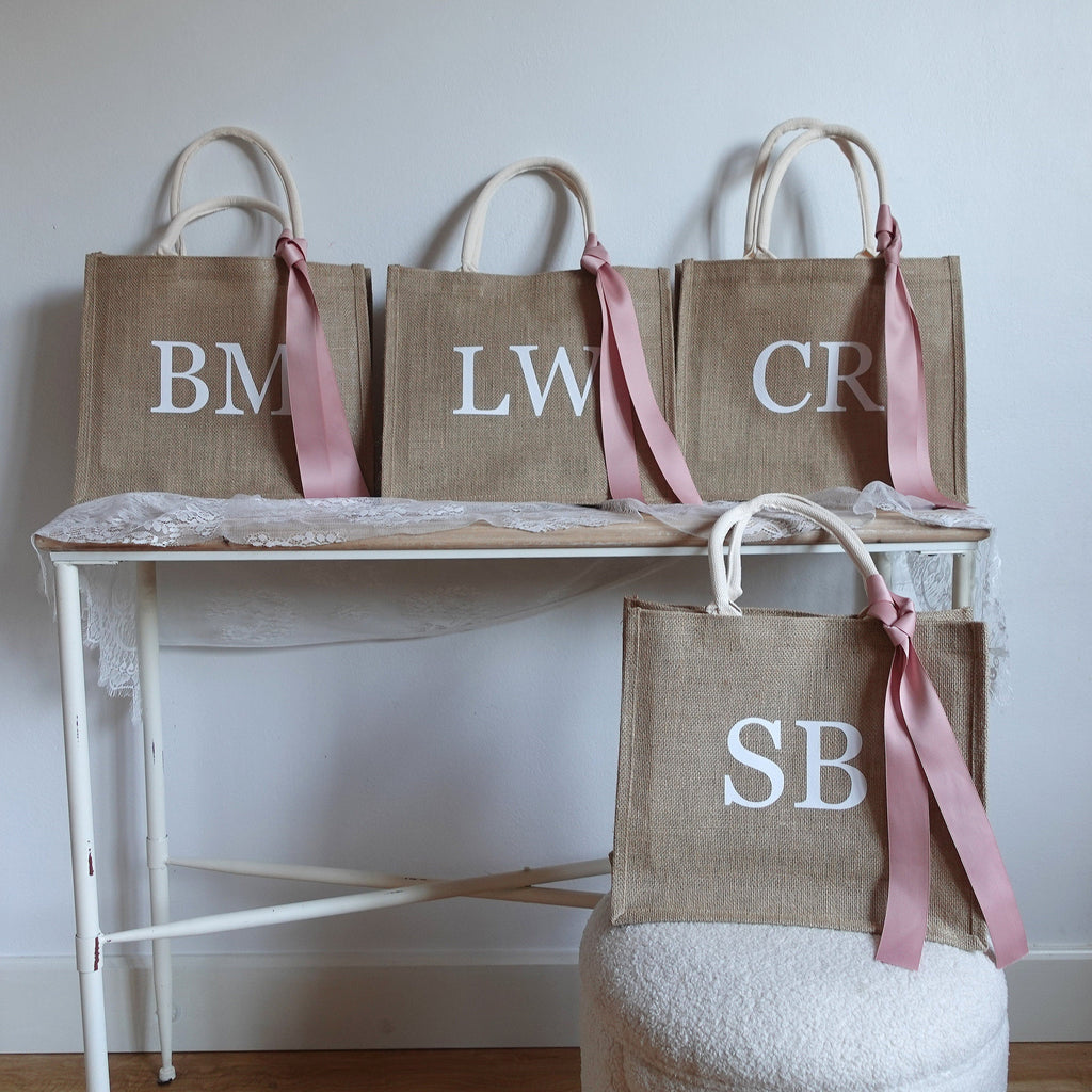 BeLettered. Personalised Monogram Jute Tote Bag, Logo Bag