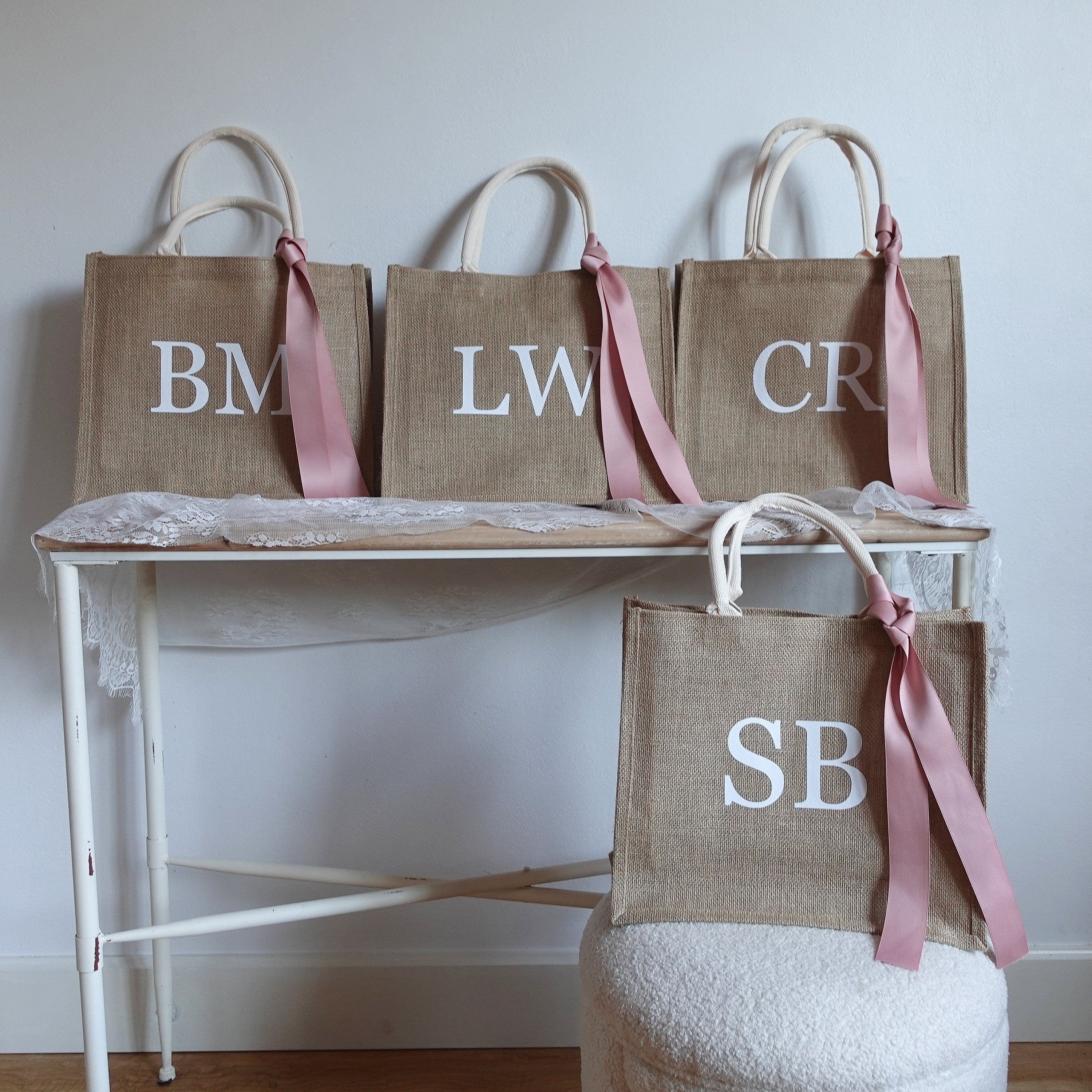 BeLettered. Personalised Monogram Jute Tote Bag, Logo Bag