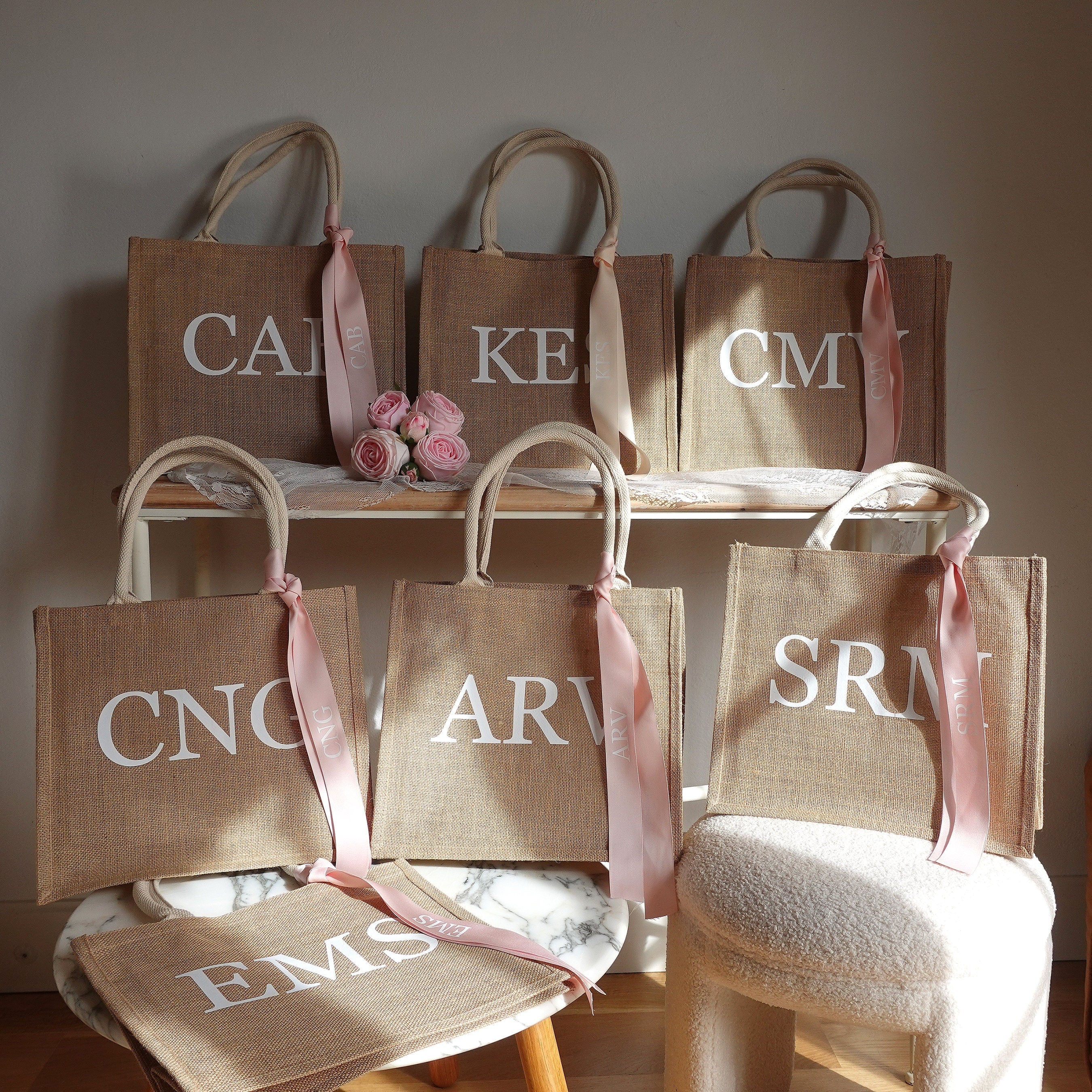 BeLettered. Personalised Monogram Jute Tote Bag, Logo Bag