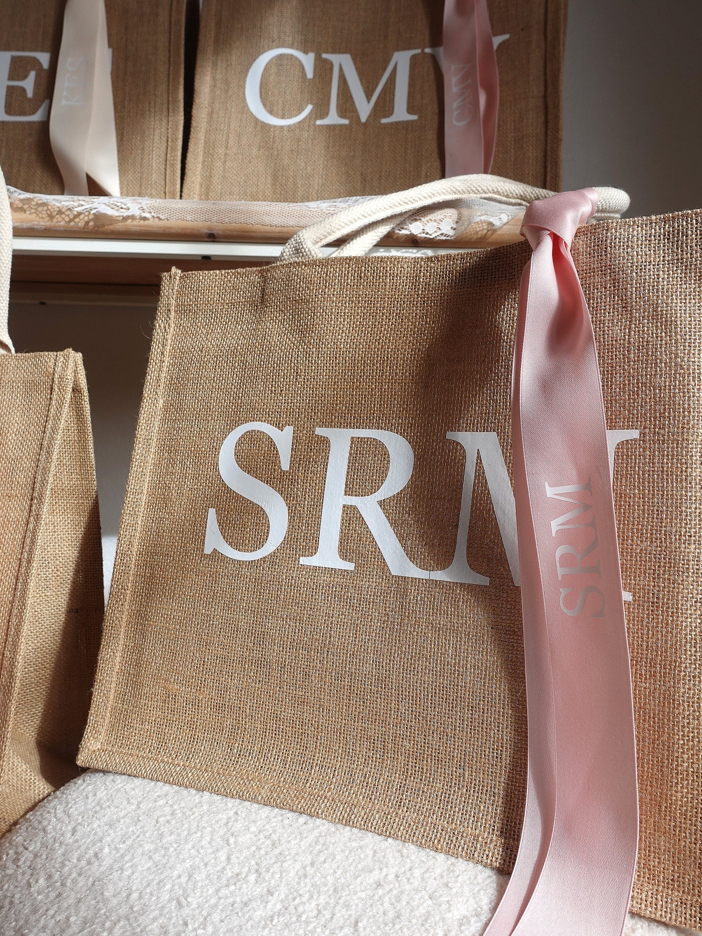 BeLettered. Personalised Monogram Jute Tote Bag, Logo Bag