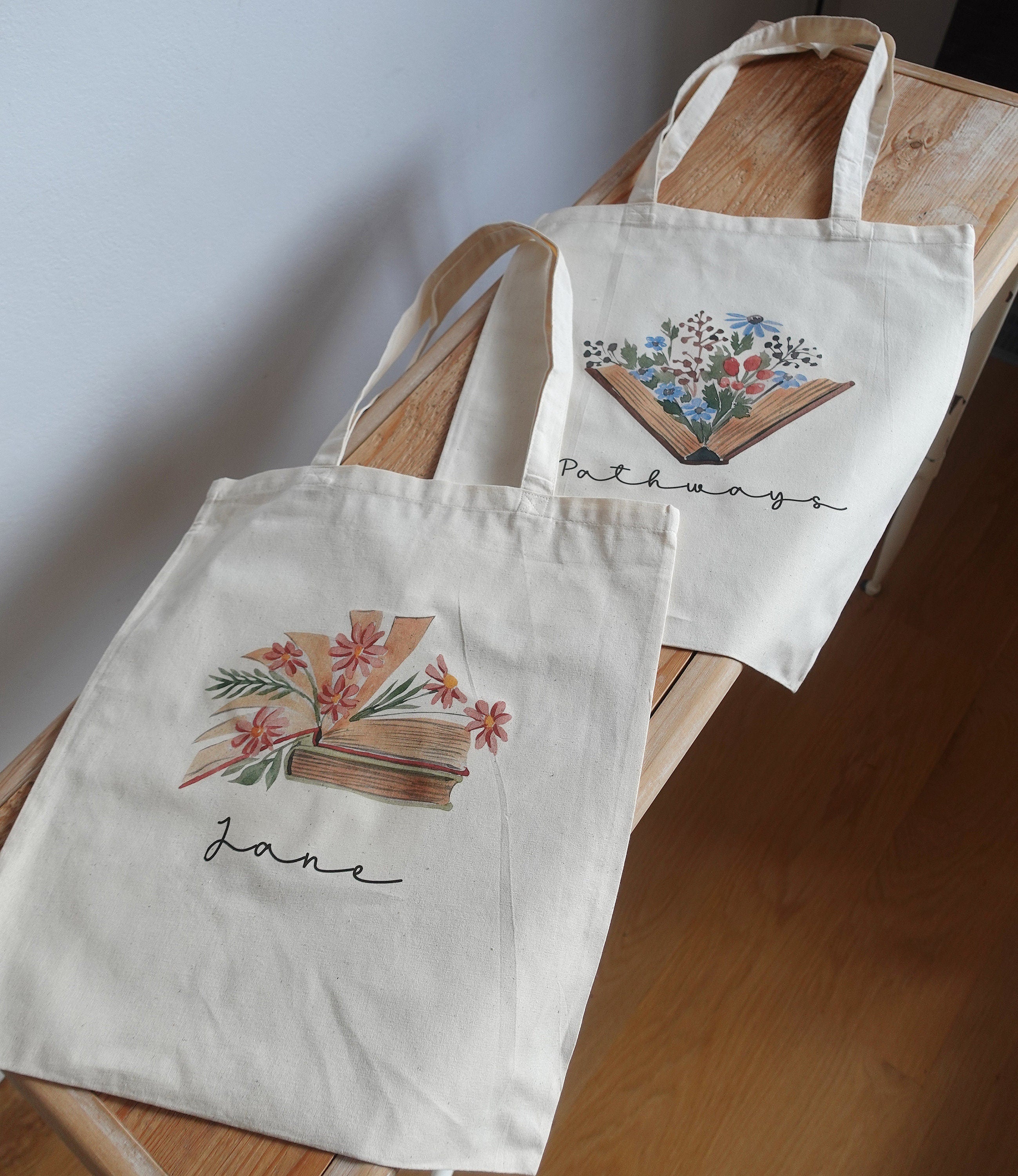Floral BooksTote Bags