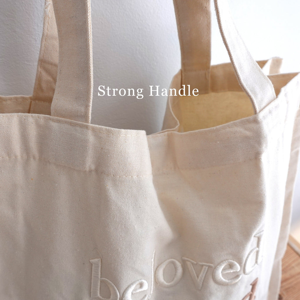 Embroidered “Beloved” Canvas Tote Bag