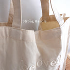 Embroidered “Beloved” Canvas Tote Bag