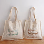 Embroidered “Beloved” Canvas Tote Bag