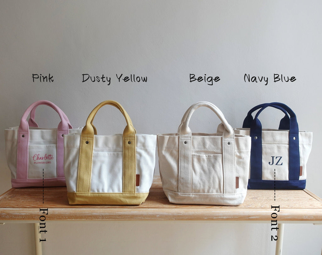 BeLettered.  Personalized Mini Canvas Boat Tote Bag