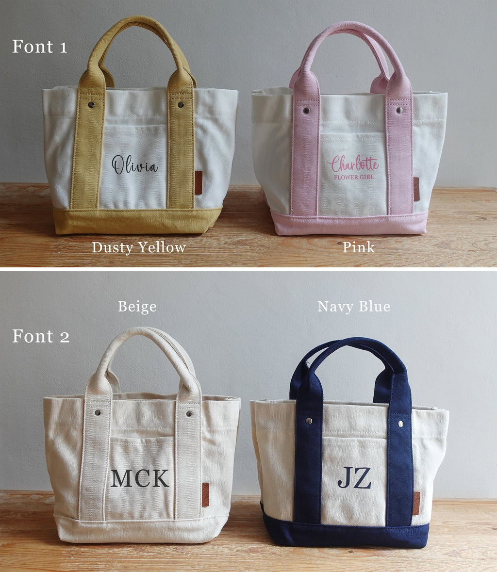 BeLettered.  Personalized Mini Canvas Boat Tote Bag