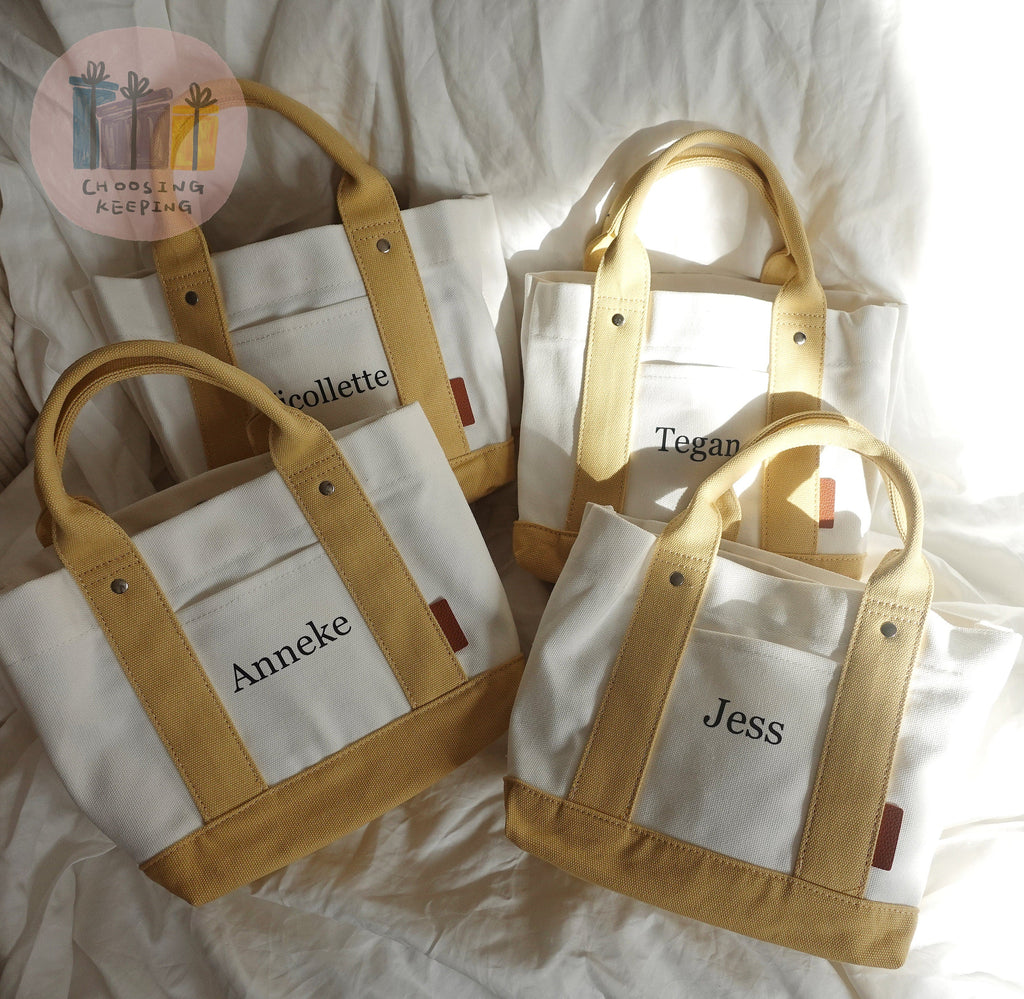 BeLettered.  Personalized Mini Canvas Boat Tote Bag