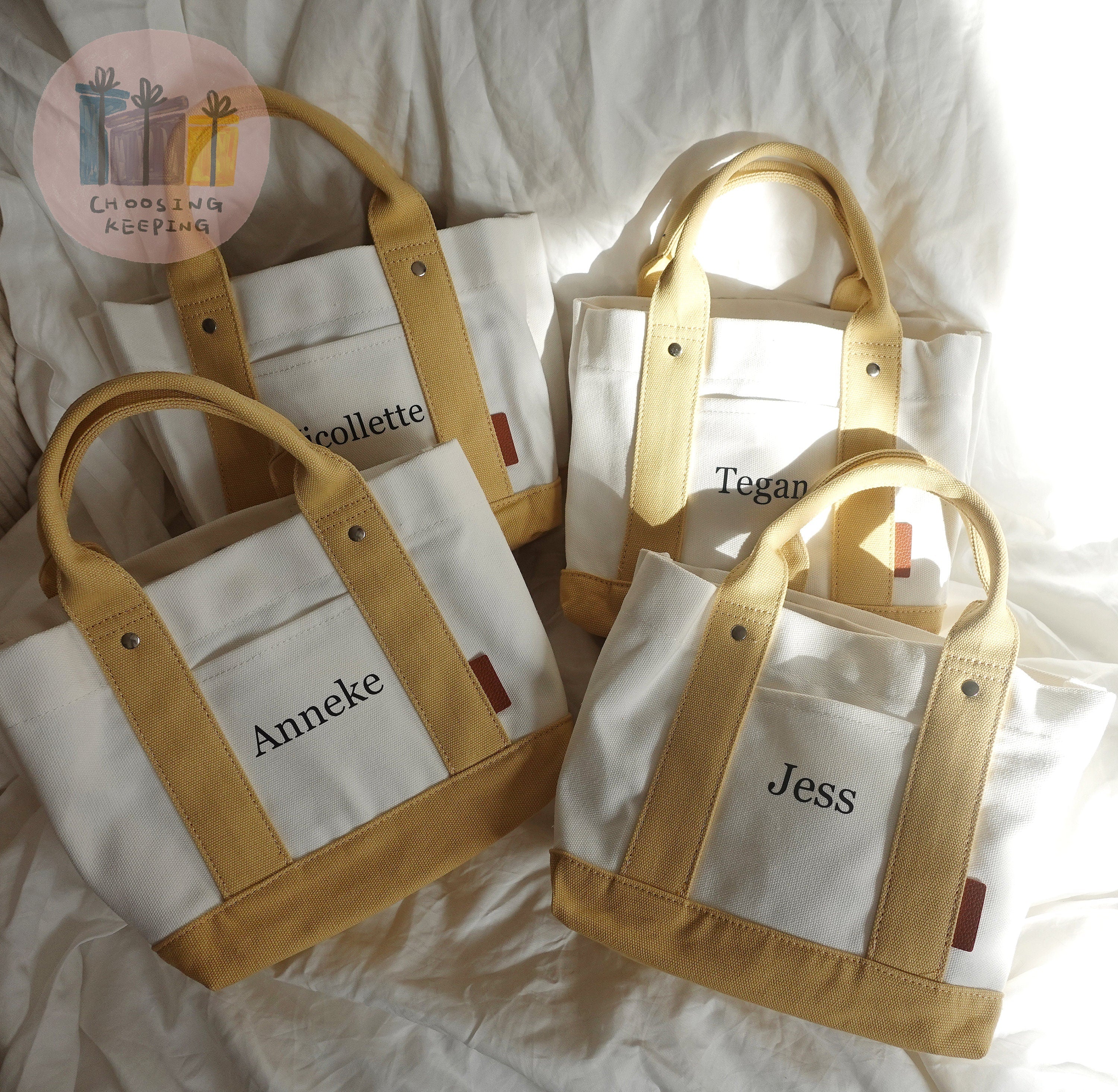 BeLettered.  Personalized Mini Canvas Boat Tote Bag