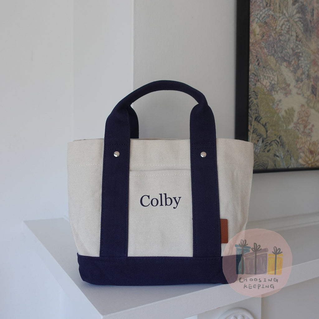 BeLettered.  Personalized Mini Canvas Boat Tote Bag