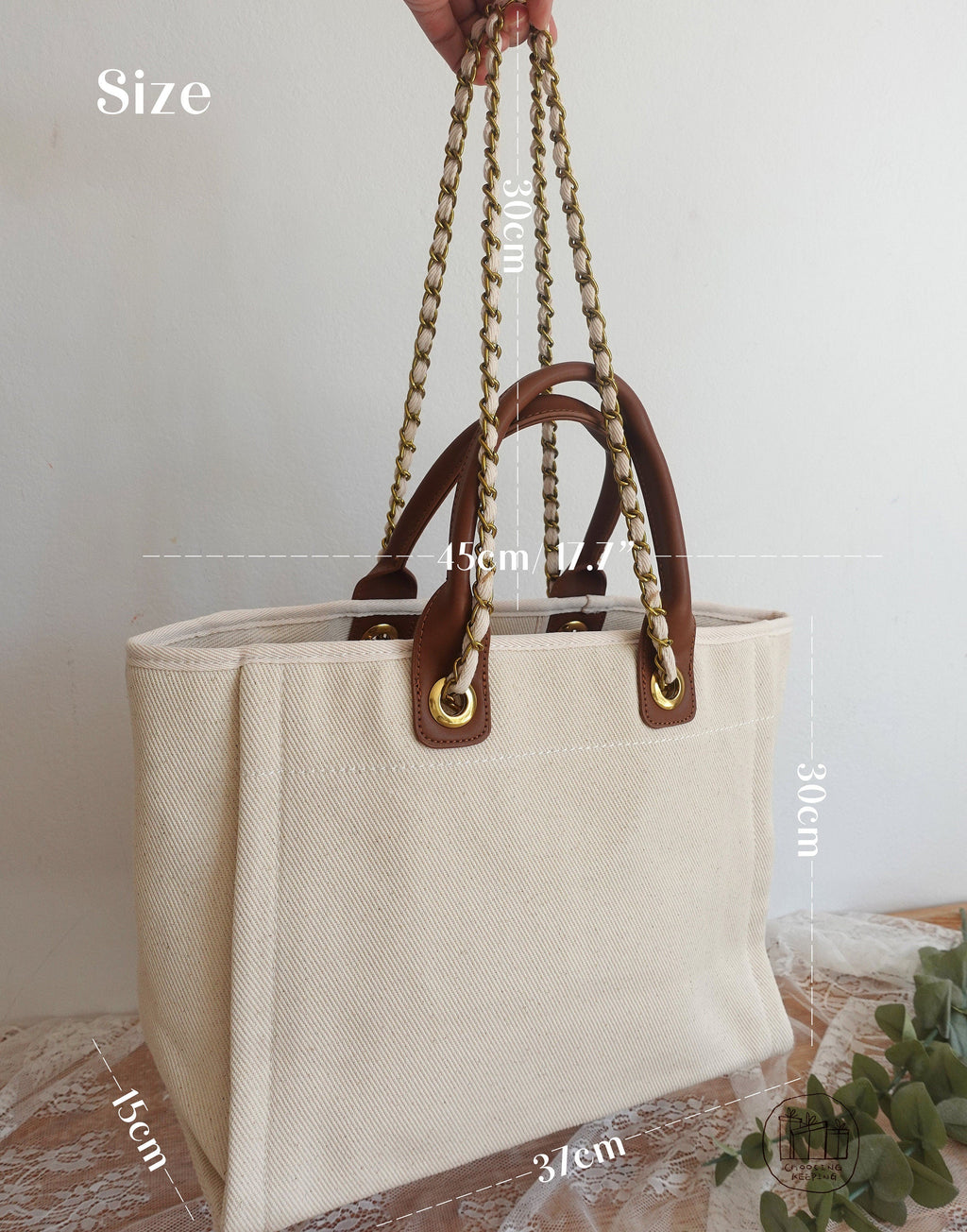 BeLettered.  Personalised Shoulder Tote Bag with Chain