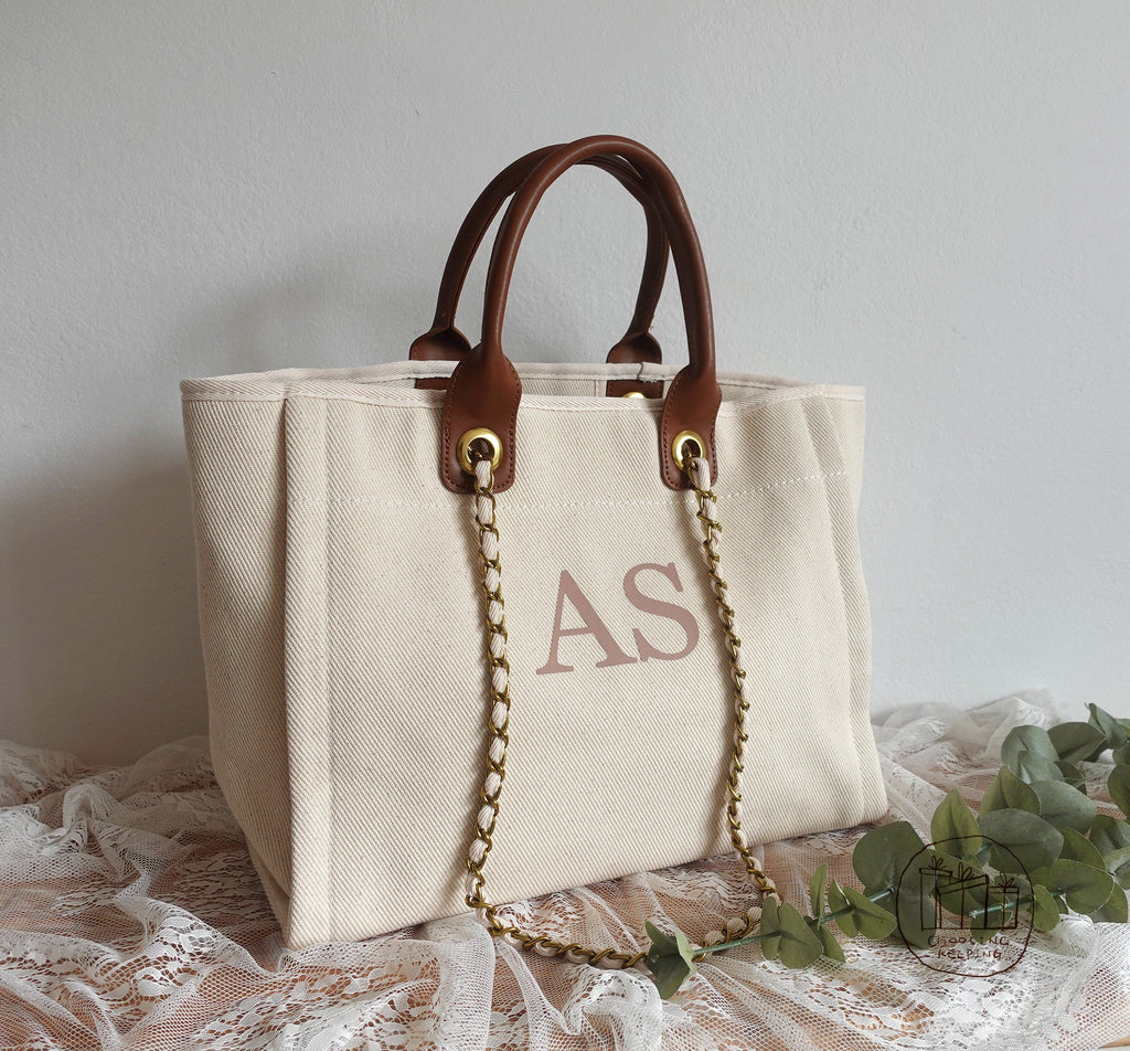BeLettered.  Personalised Shoulder Tote Bag with Chain