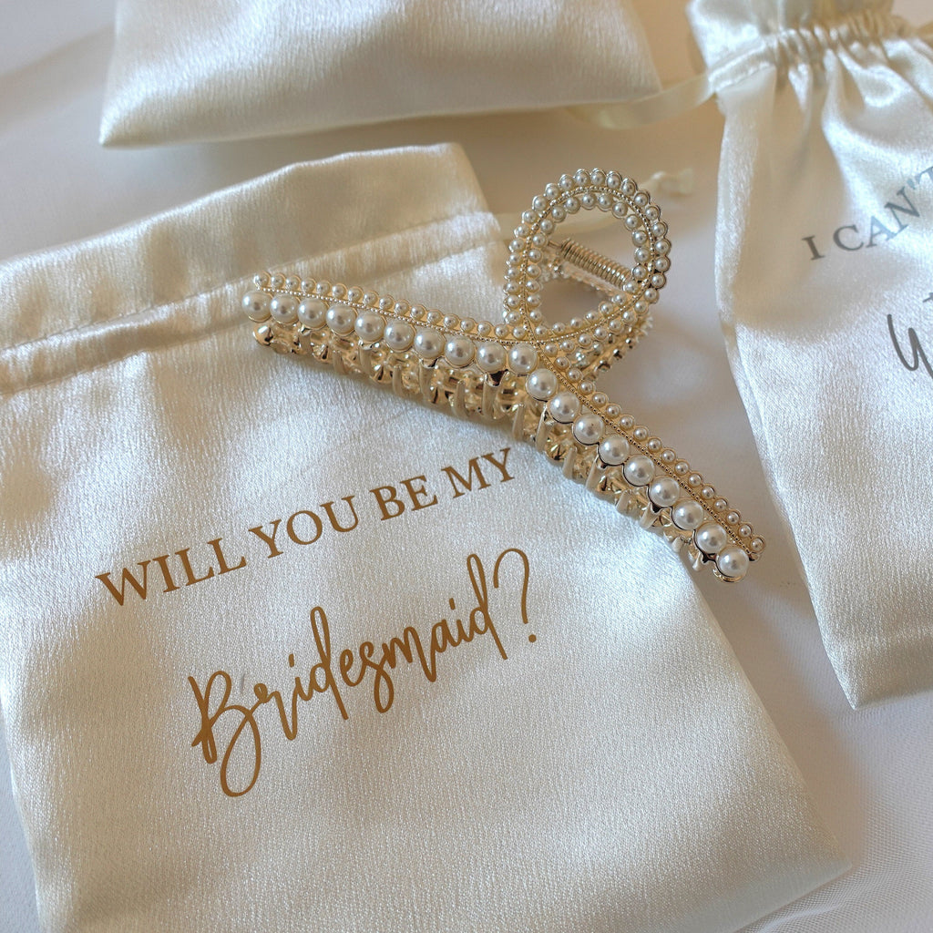 Personalized Pearl Hair Clips