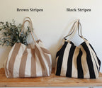 Embroidered Tote Bags, Striped Bag