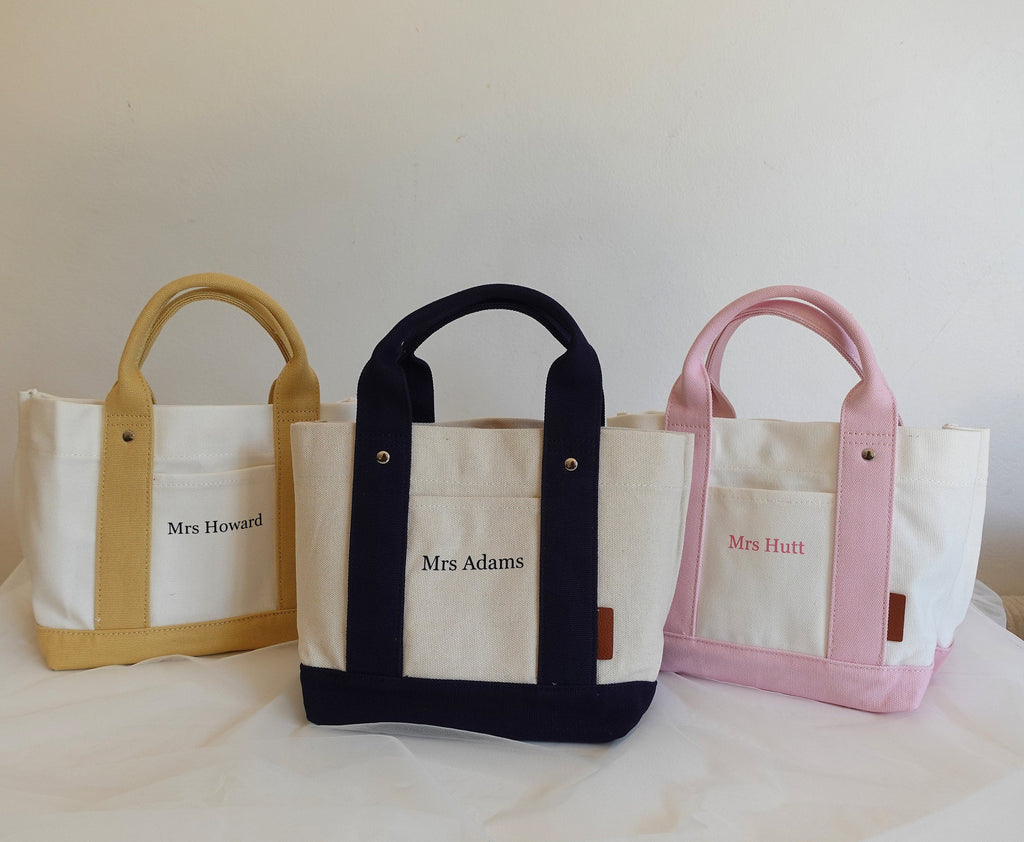 BeLettered.  Personalized Mini Canvas Boat Tote Bag