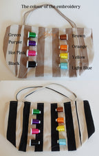 Embroidered Tote Bags, Striped Bag