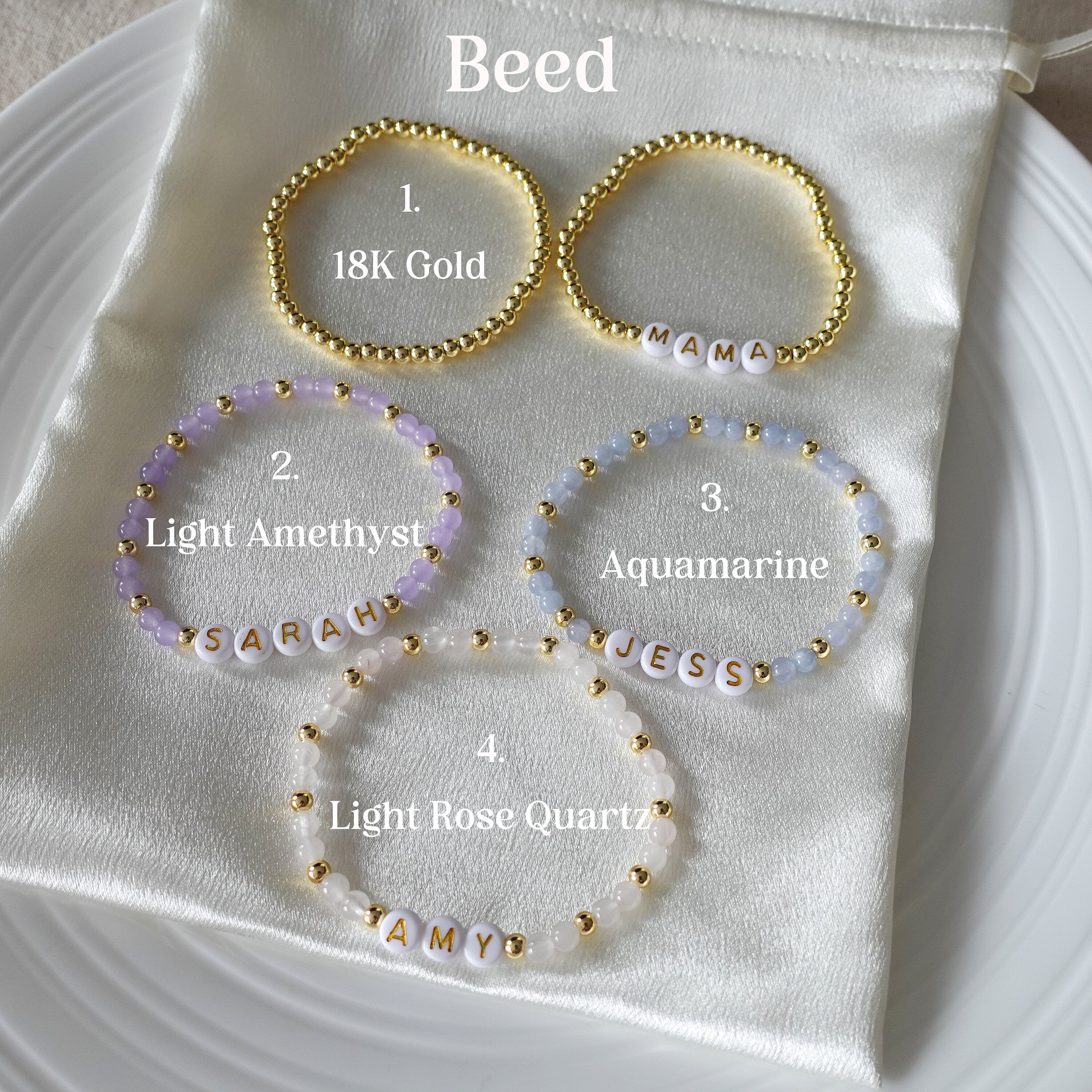 Custom Name Beaded Bracelet, Personalized Gift