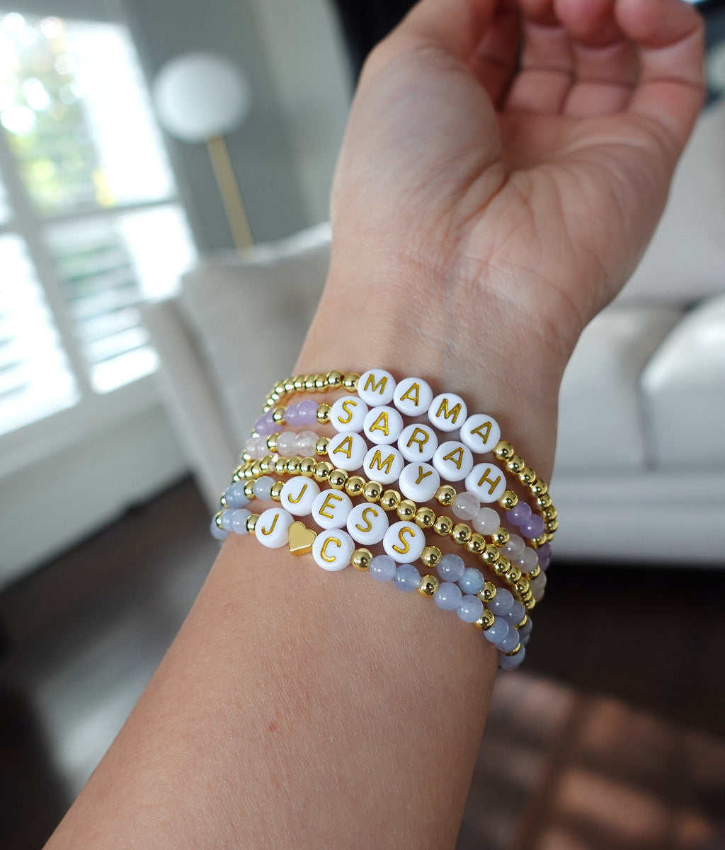 Custom Name Beaded Bracelet, Personalized Gift