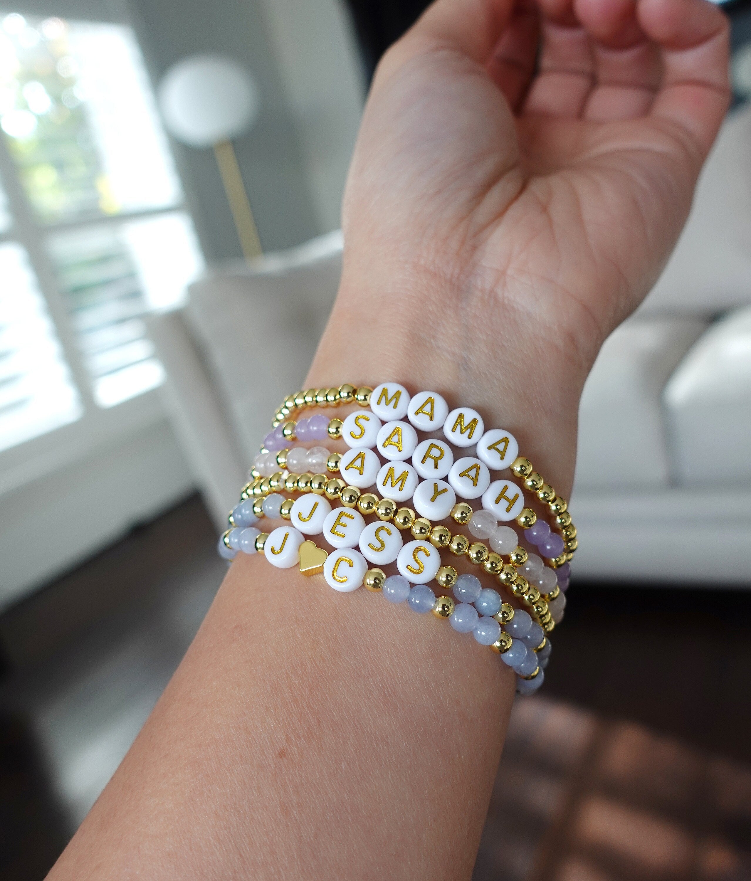 Custom Name Beaded Bracelet, Personalized Gift