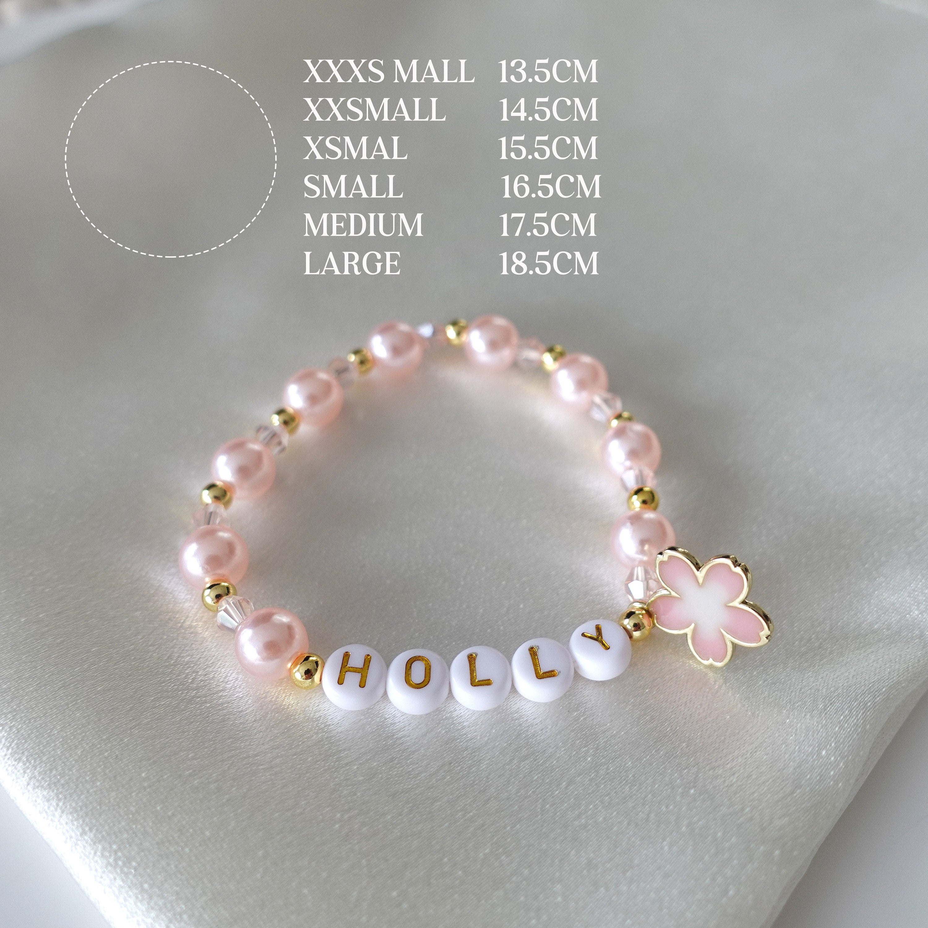 Personalised Name Flower Girl Charm Pearl Bracelet