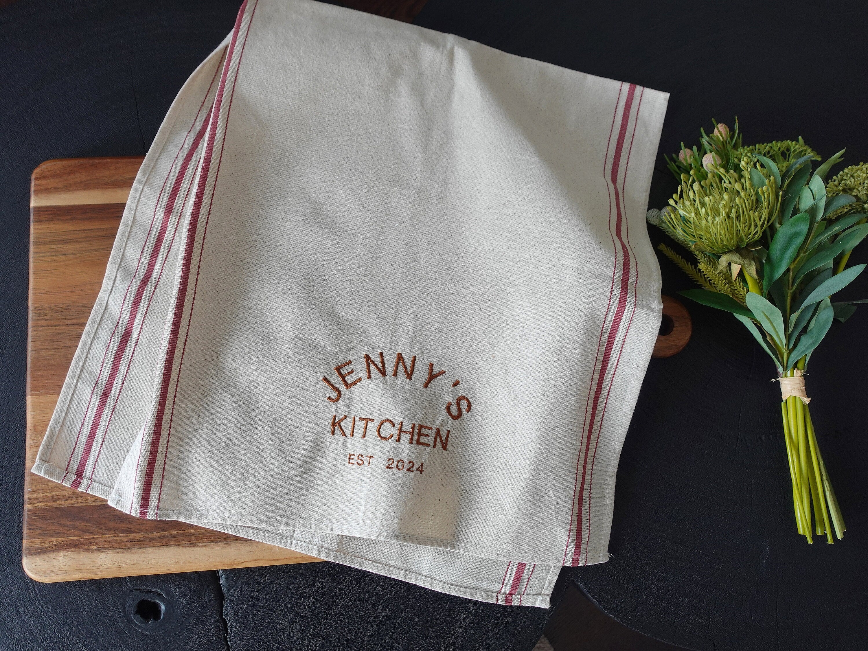Personalized Embroidery Kitchen Tea Towel