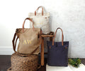 BeLettered. Personalized Unisex Canvas Tote Crossbody Bag with Leather Handles