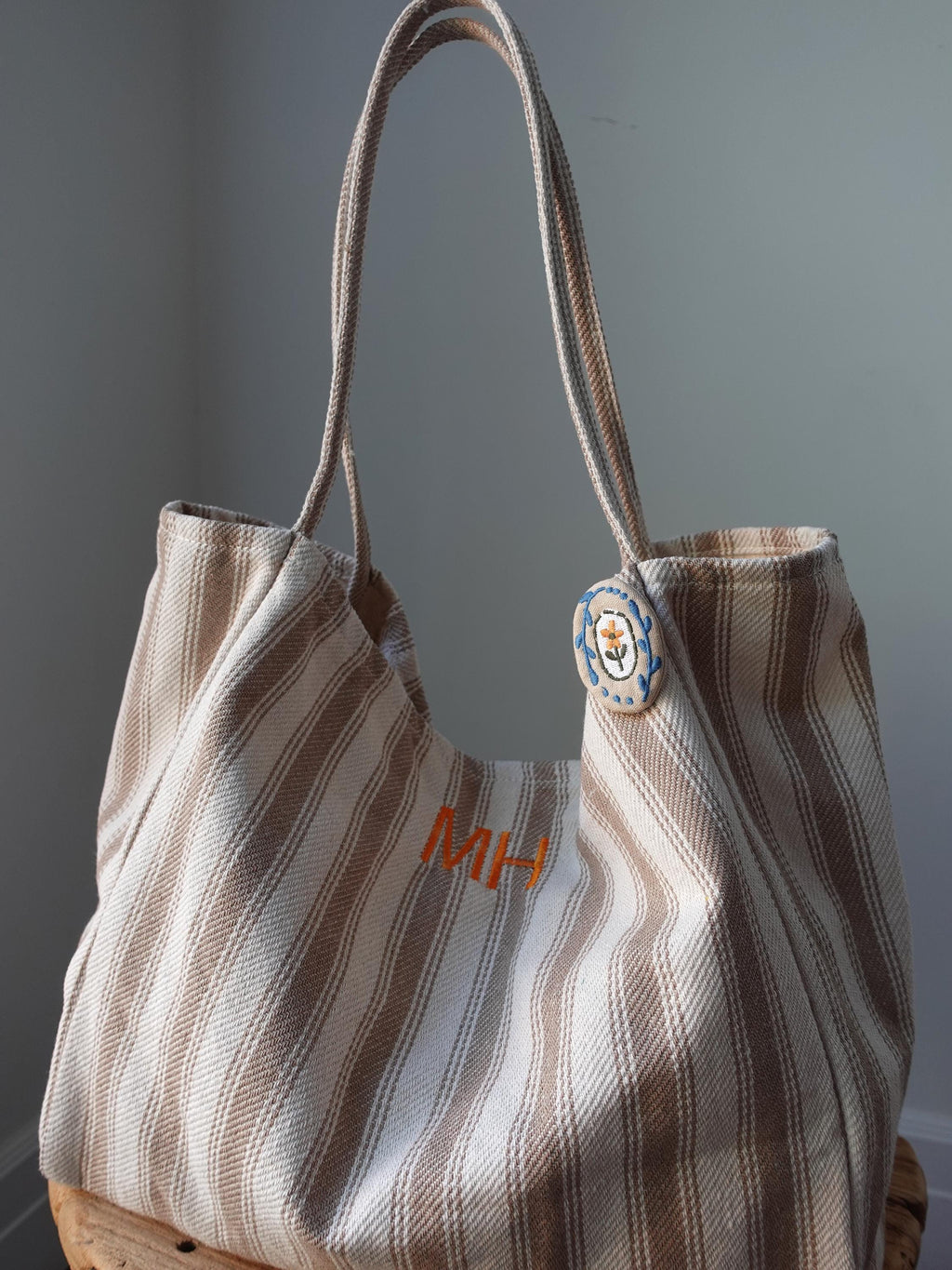BeLettered. Personalized Striped Tote Bag