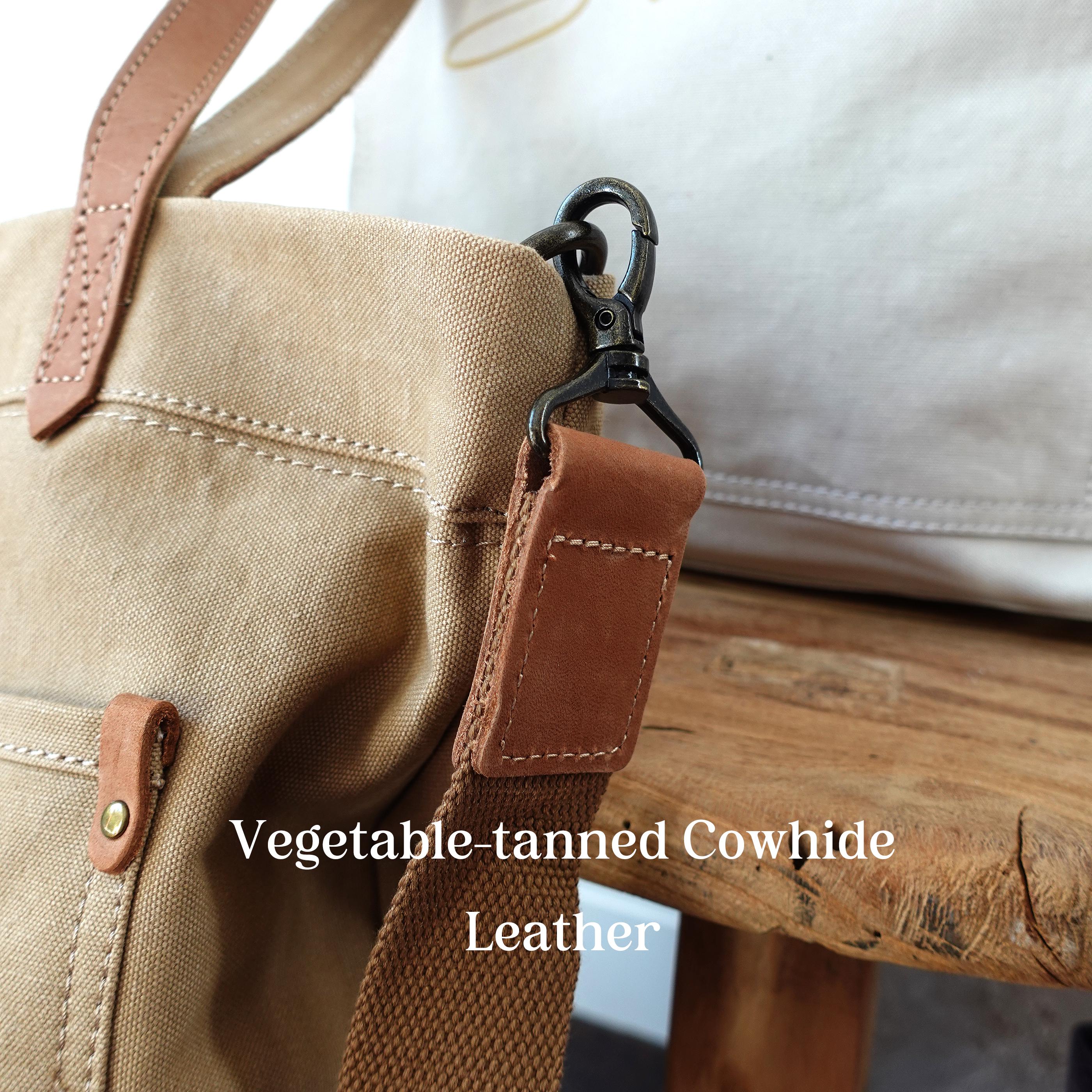 BeLettered. Personalized Unisex Canvas Tote Crossbody Bag with Leather Handles