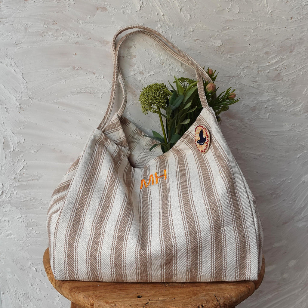 BeLettered. Personalized Striped Tote Bag