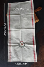 BeLettered. Personalized Christmas Tea Towel, Embroidered Wreath with Initials