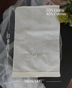 BeLettered. Personalized Linen Cotton Hand Towel,  Embroidered Tea Towel