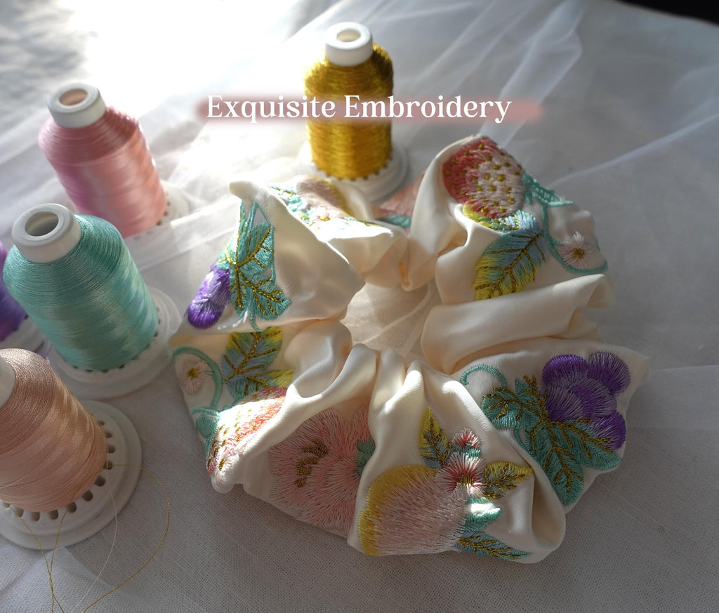Embroidered Hair Scrunchie