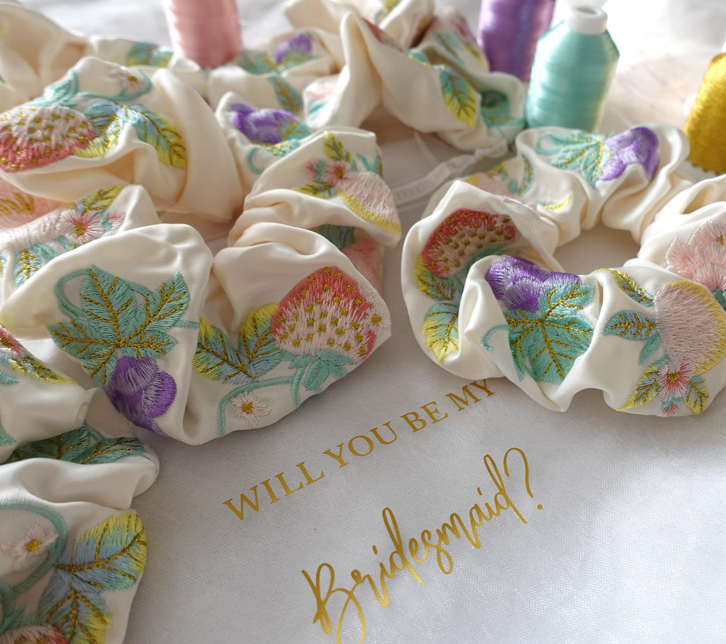 Embroidered Hair Scrunchie