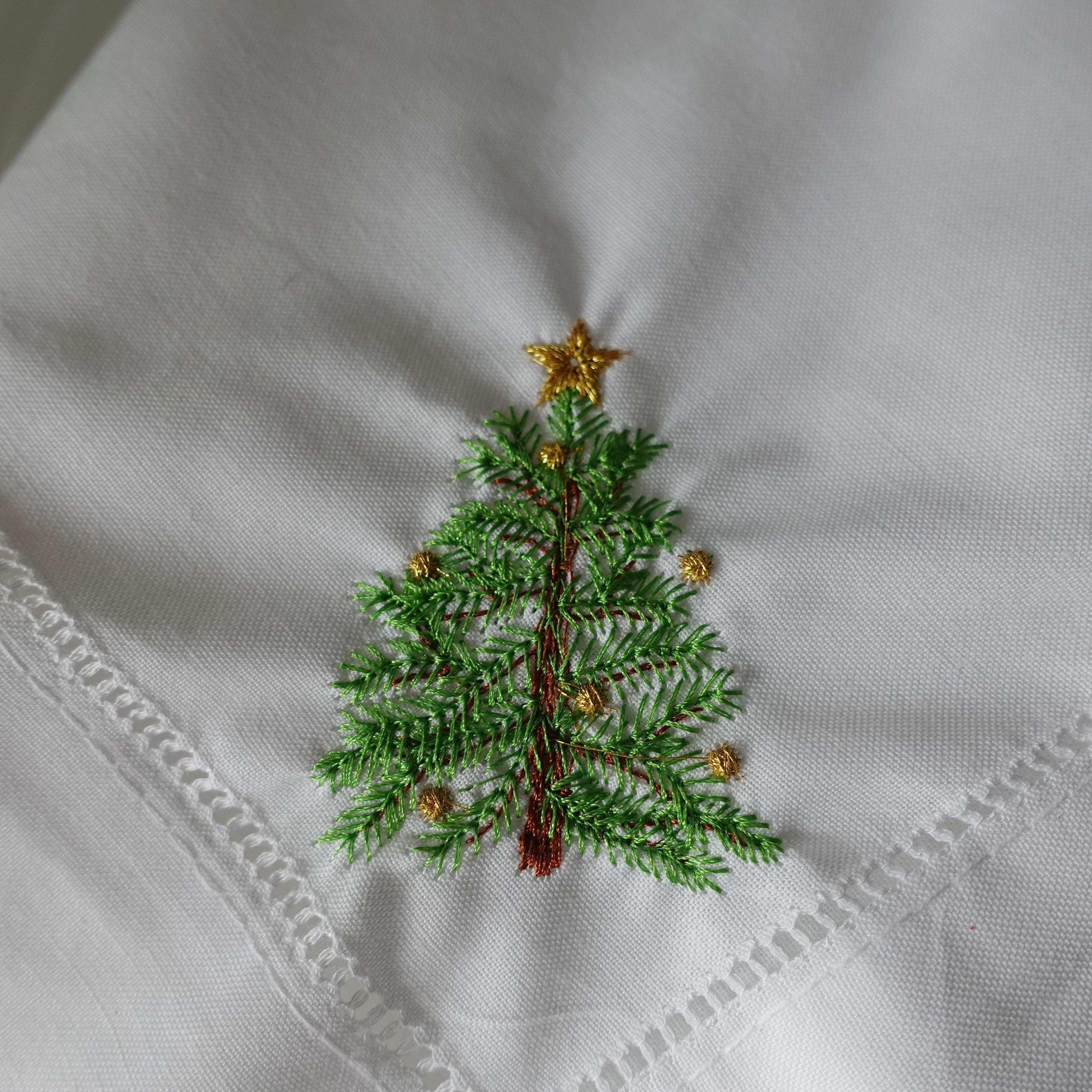 50x50cm Christmas Tree Embroidered Napkin