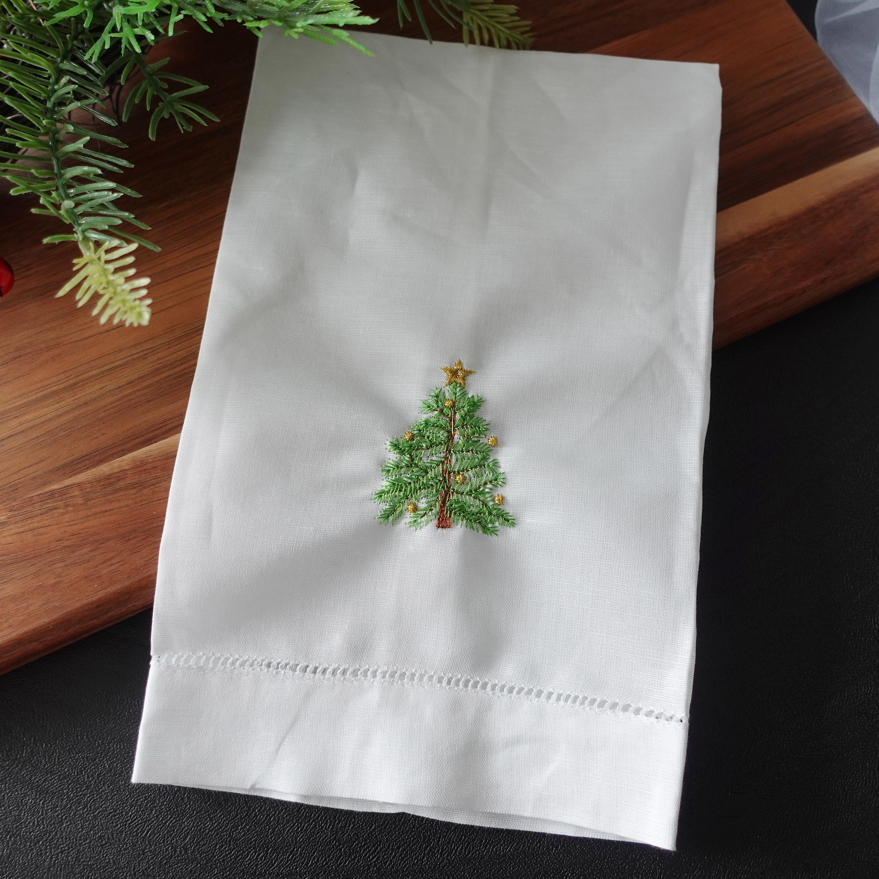 Christmas Tree Embroidered Hand Towel