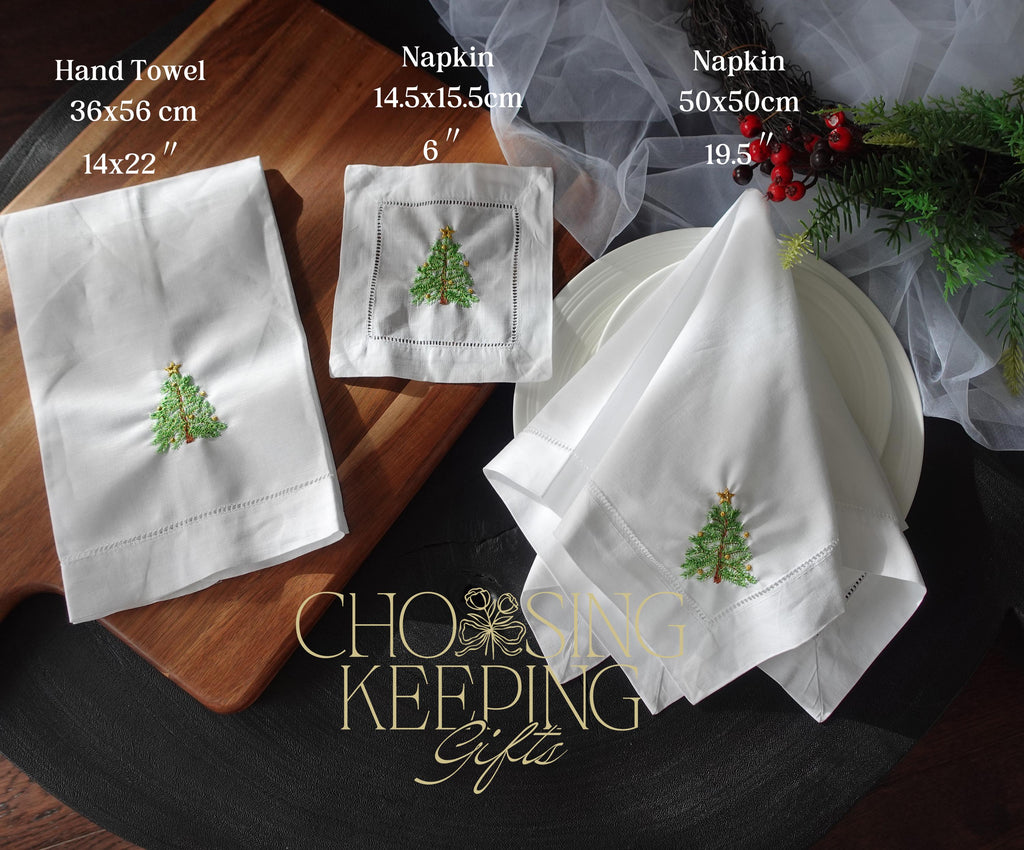 Christmas Tree Embroidered Hand Towel