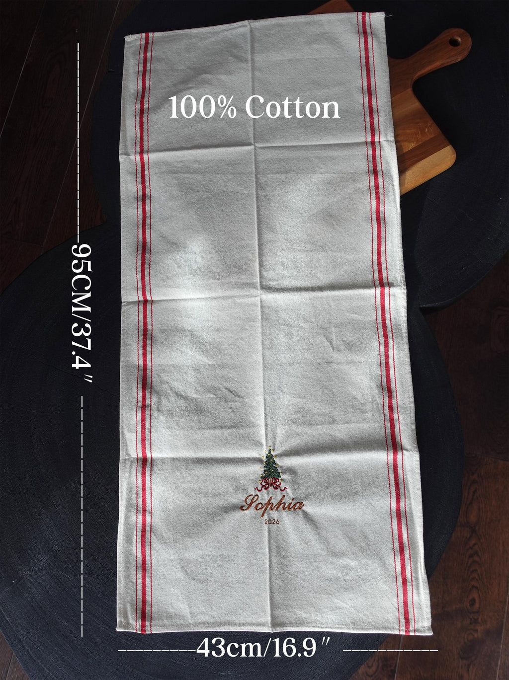 Personalized Embroidery Christmas Tea Towel