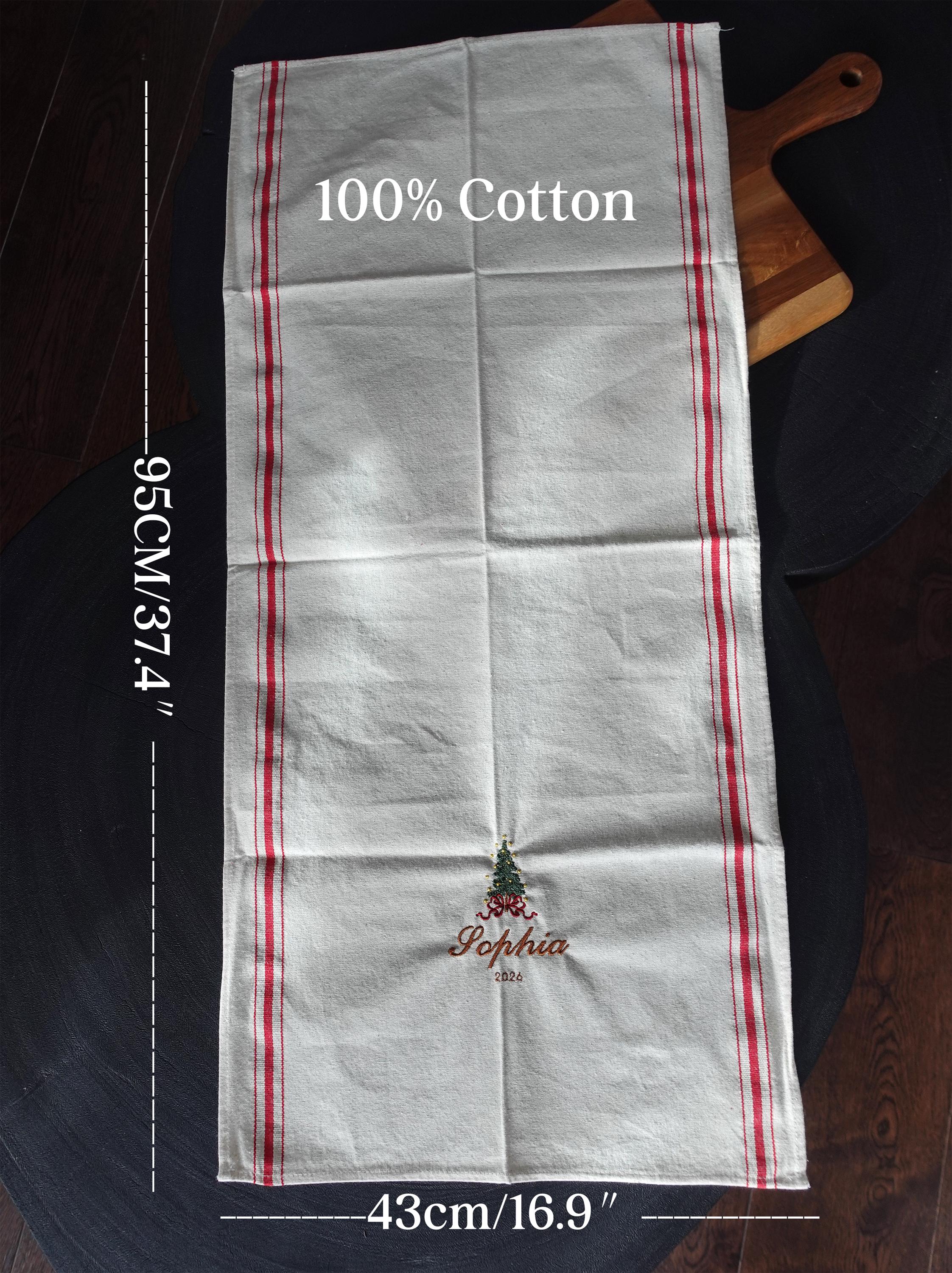 Personalized Embroidery Christmas Tea Towel